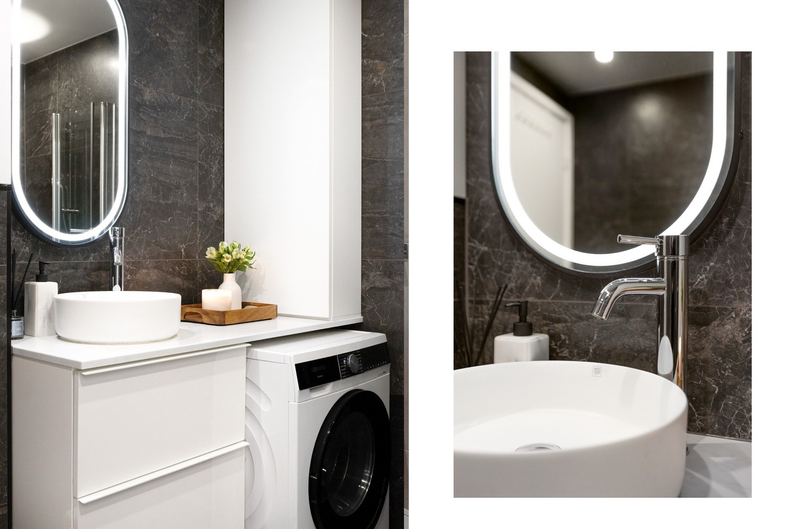 Badet har opplegg for vaskemaskin. Galleribilde