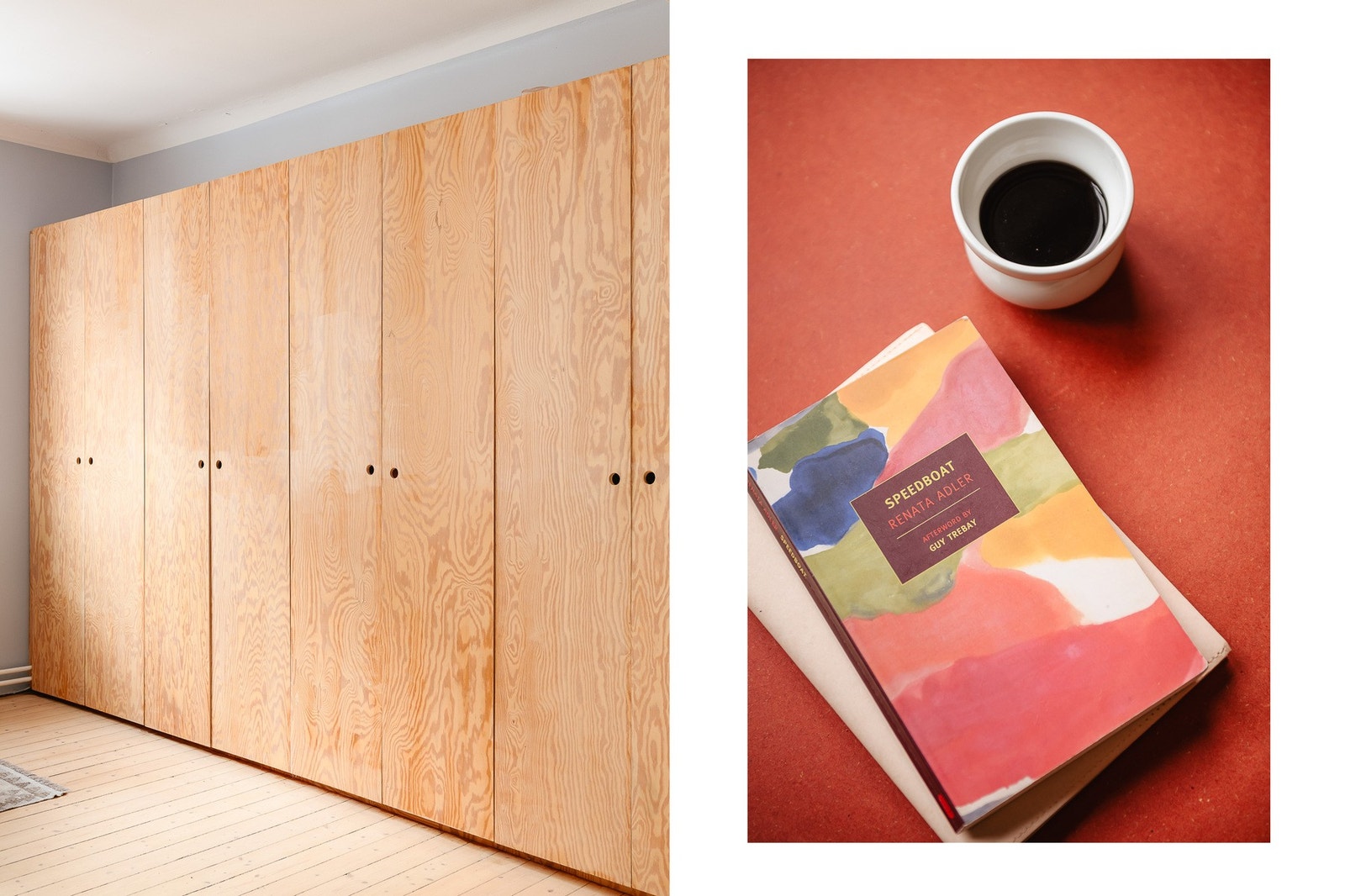 Plassbygde garderobeskap i kryssfiner gir rikelig med oppbevaringsplass på soverommene. Galleribilde