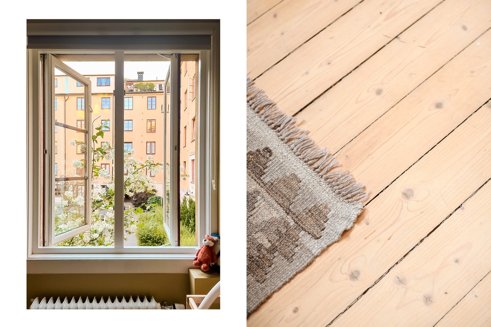 Barnerommet vender inn mot rolig bakgård. De originale, slipte furugulvene er gjennomgående i hele leiligheten. Galleribilde