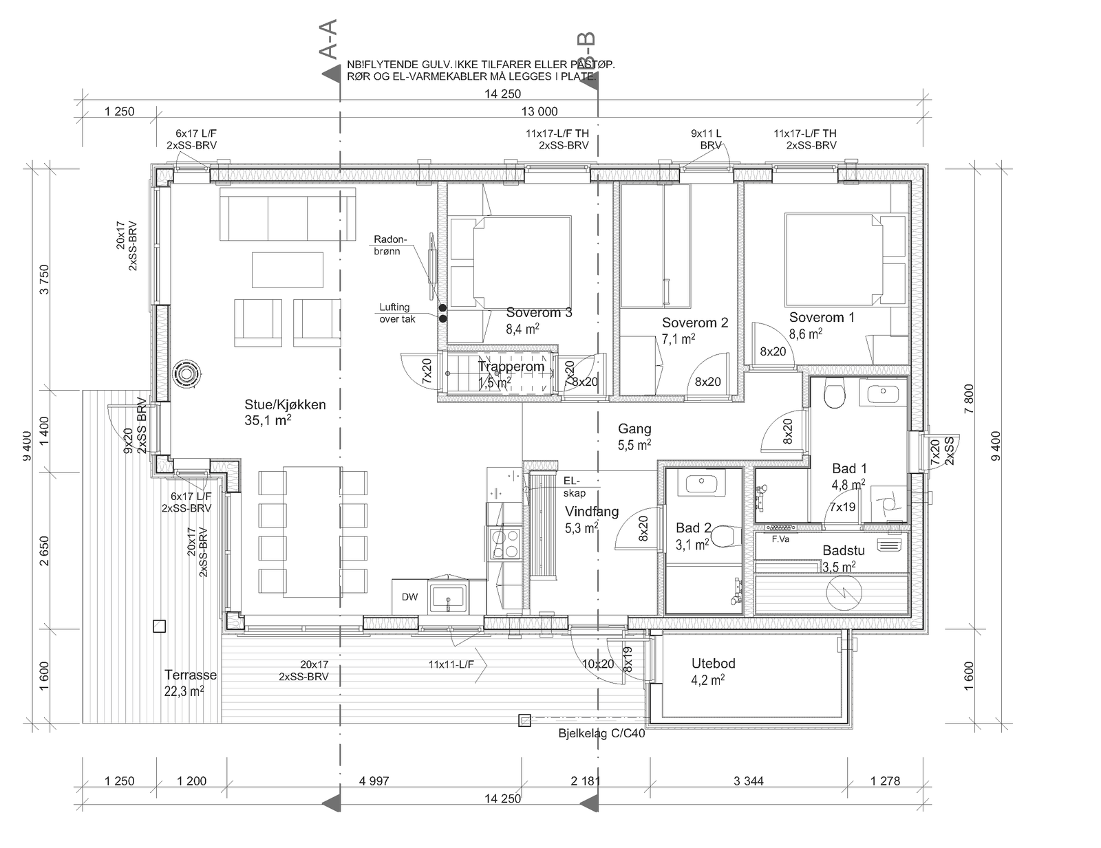 Plantegning hovedplan Galleribilde
