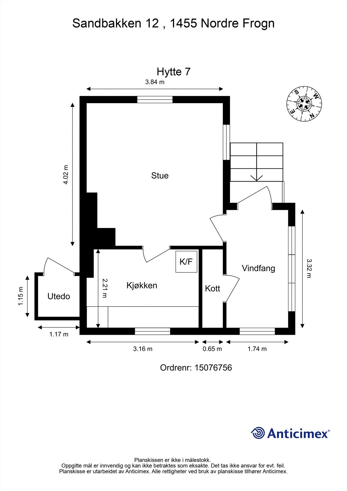 Veiledende planskisse av hytte #7. Galleribilde