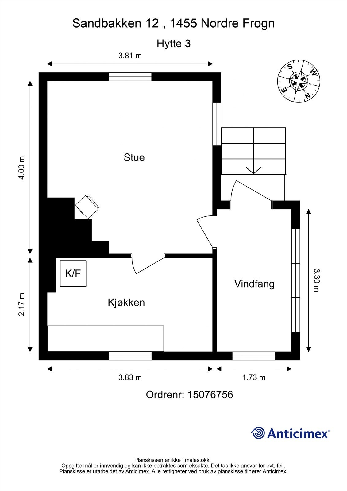 Veiledende planskisse av hytte #3. Galleribilde