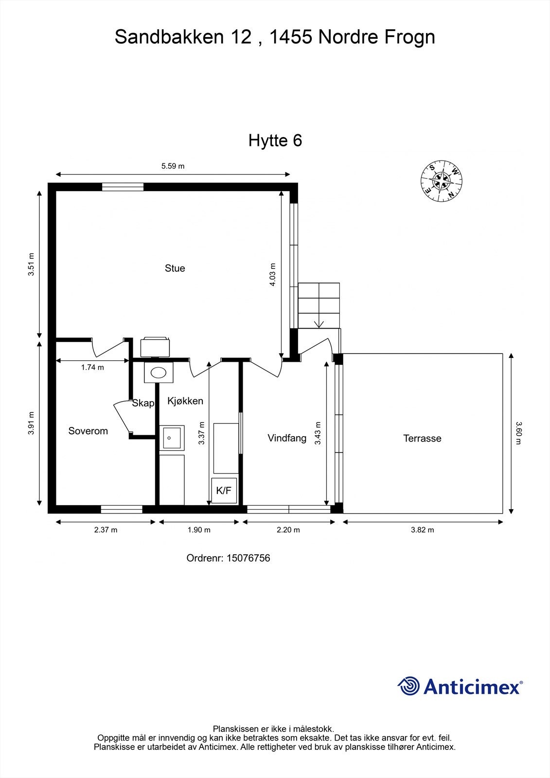 Veiledende planskisse av hytte #6. Galleribilde