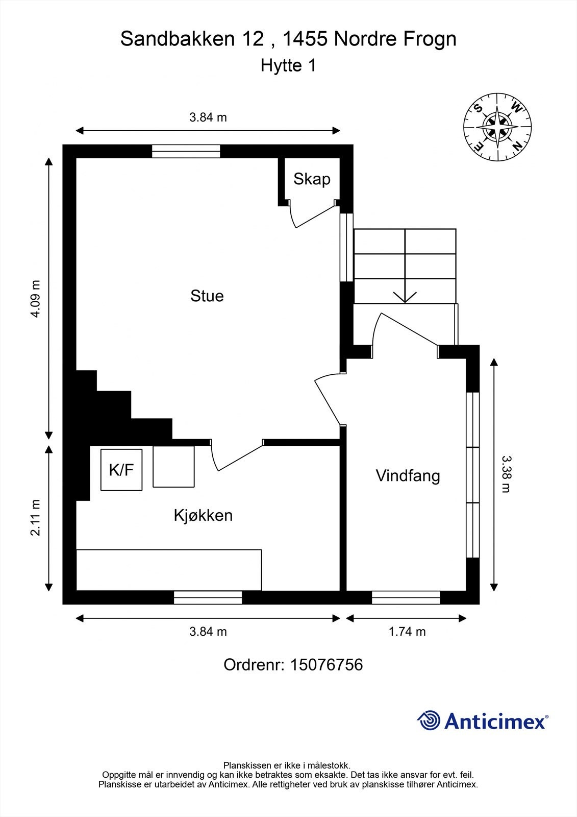 Veiledende planskisse av hytte #1. Galleribilde