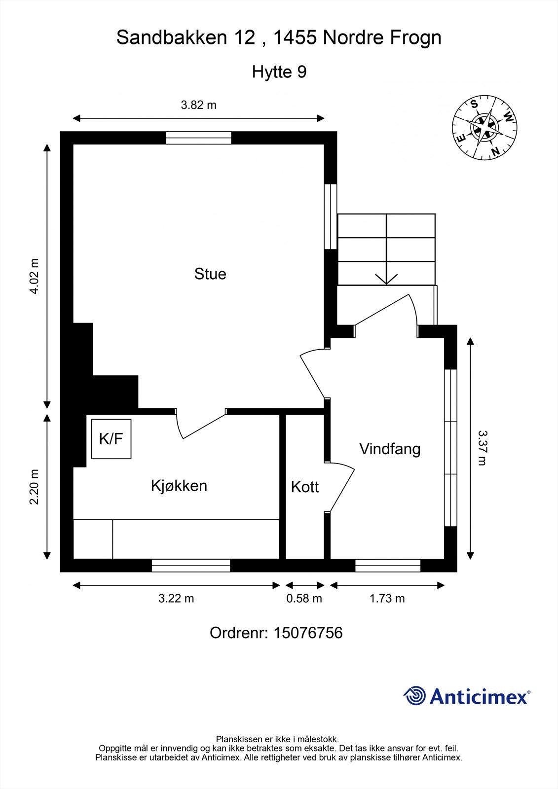 Veiledende planskisse av hytte #9. Galleribilde