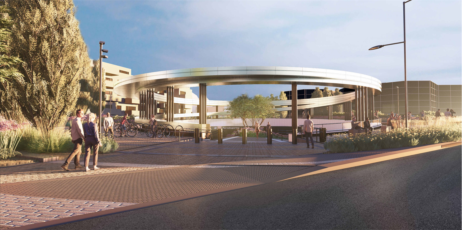 Området har god offentlig kommunikasjon, og vil bli ytterligere styrket med den kommende Fornebubanen. Galleribilde