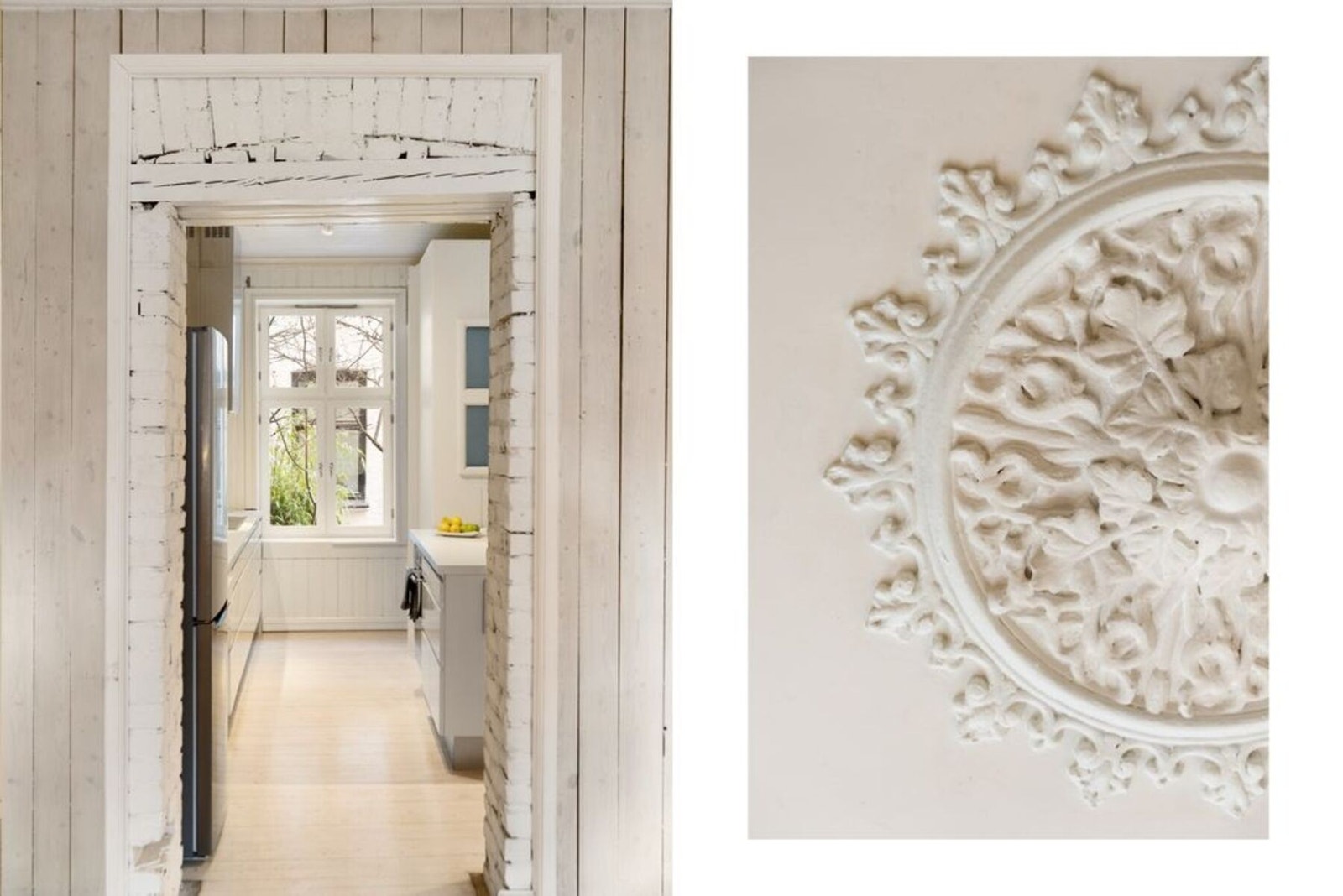 Leiligheten har bevart mange av de originale detaljene. Galleribilde