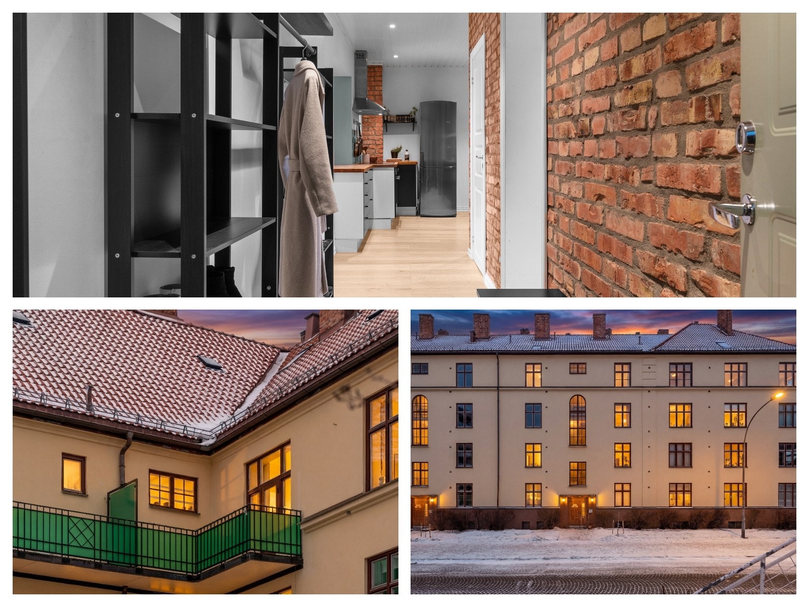 Innvendig er det gulv av laminat/parkett med eksponert murvegg som gir et rustikt preg. Bygningen har malte trevinduer med 3-lags glass, og sørvendt balkong med betongutførelse og stålrekkverk. Galleribilde