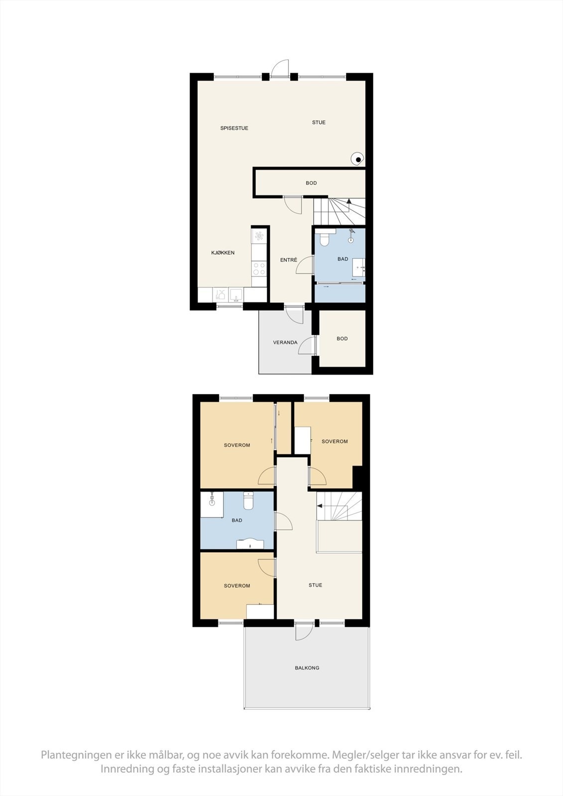 Plantegninger. Moderne rekkehus med 2 stuer og 2 bad. Galleribilde