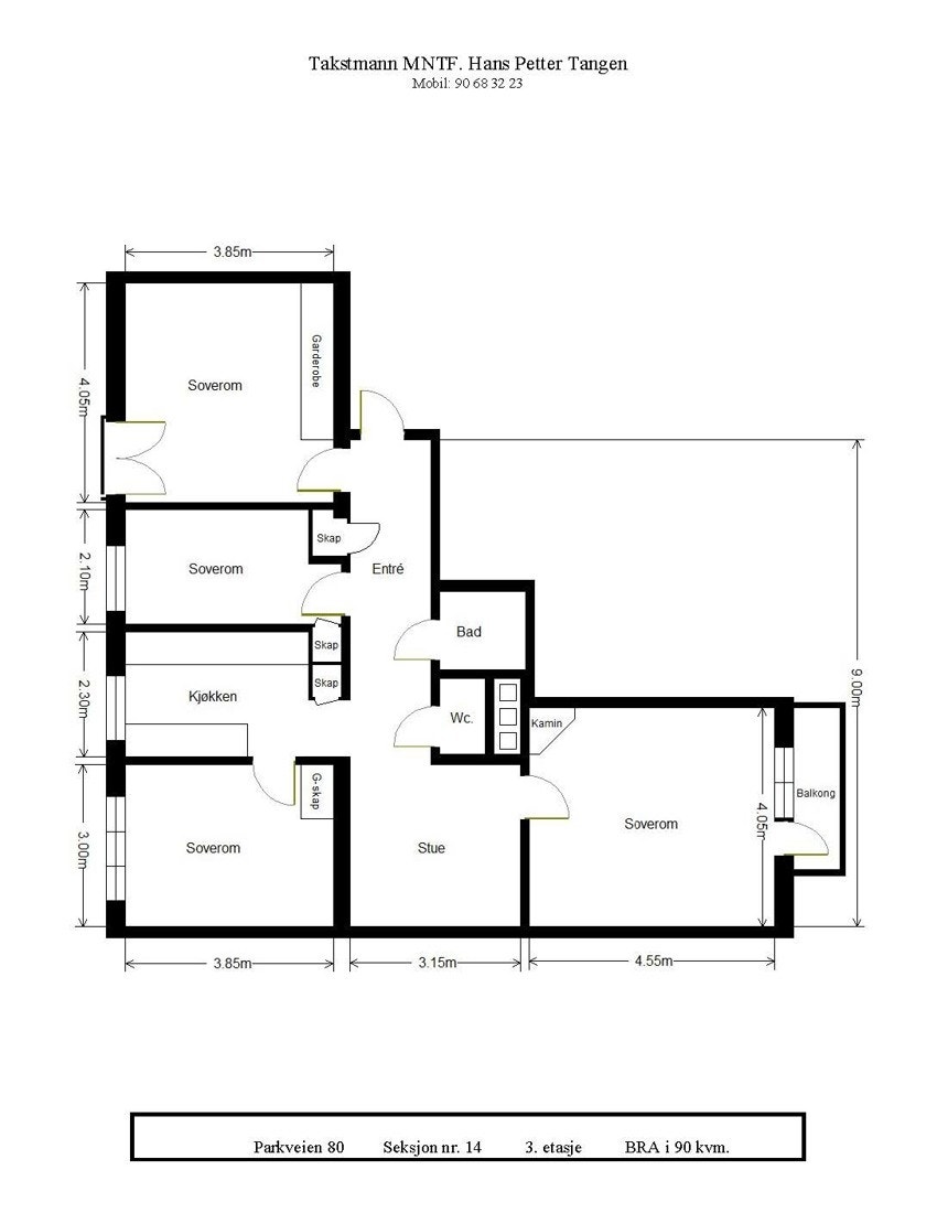 Parkveien 80 - Alternativ plantegnng (slik den tidligere har vært benyttet ved utleie) Galleribilde