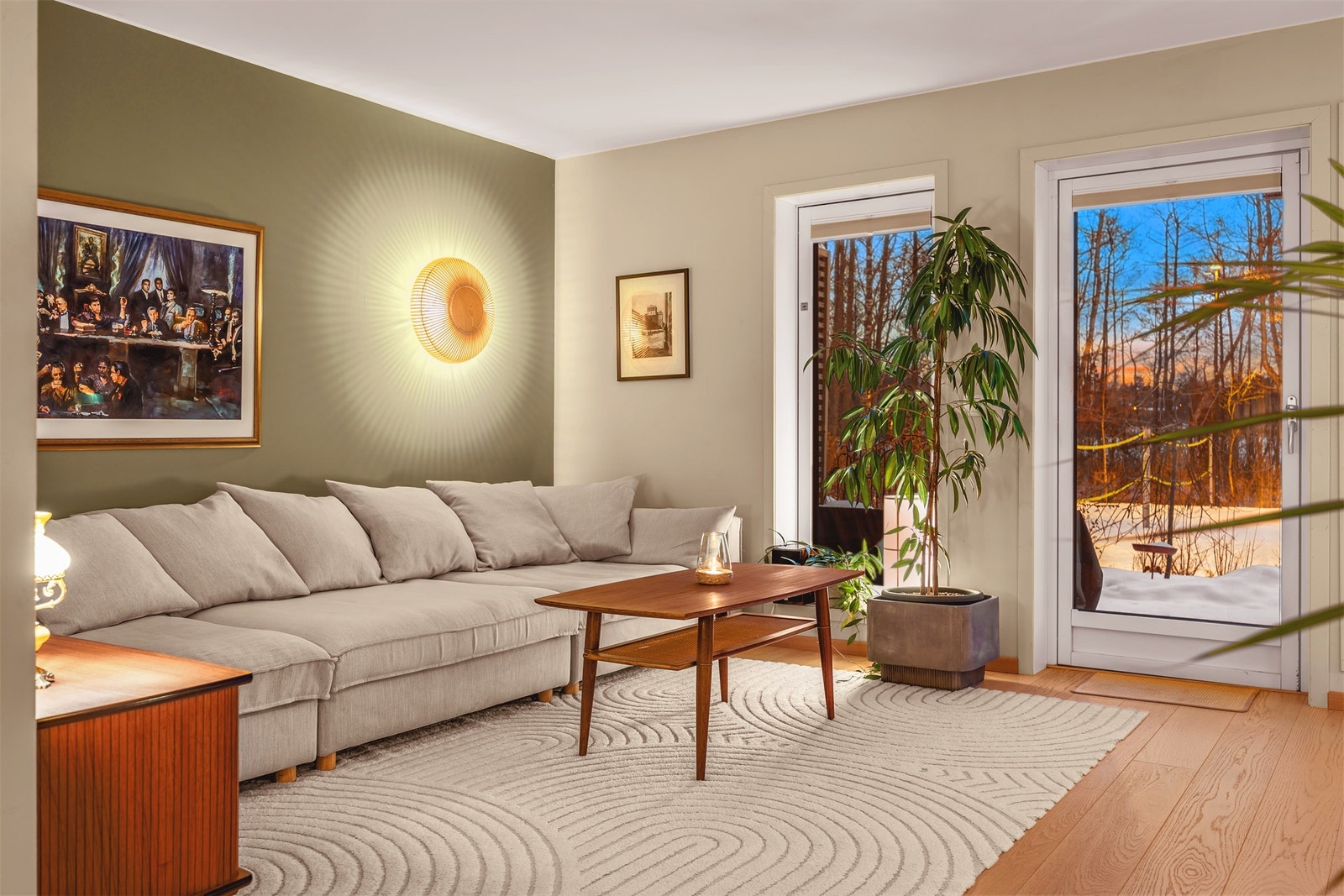 Kveldsstemning i stuen Galleribilde