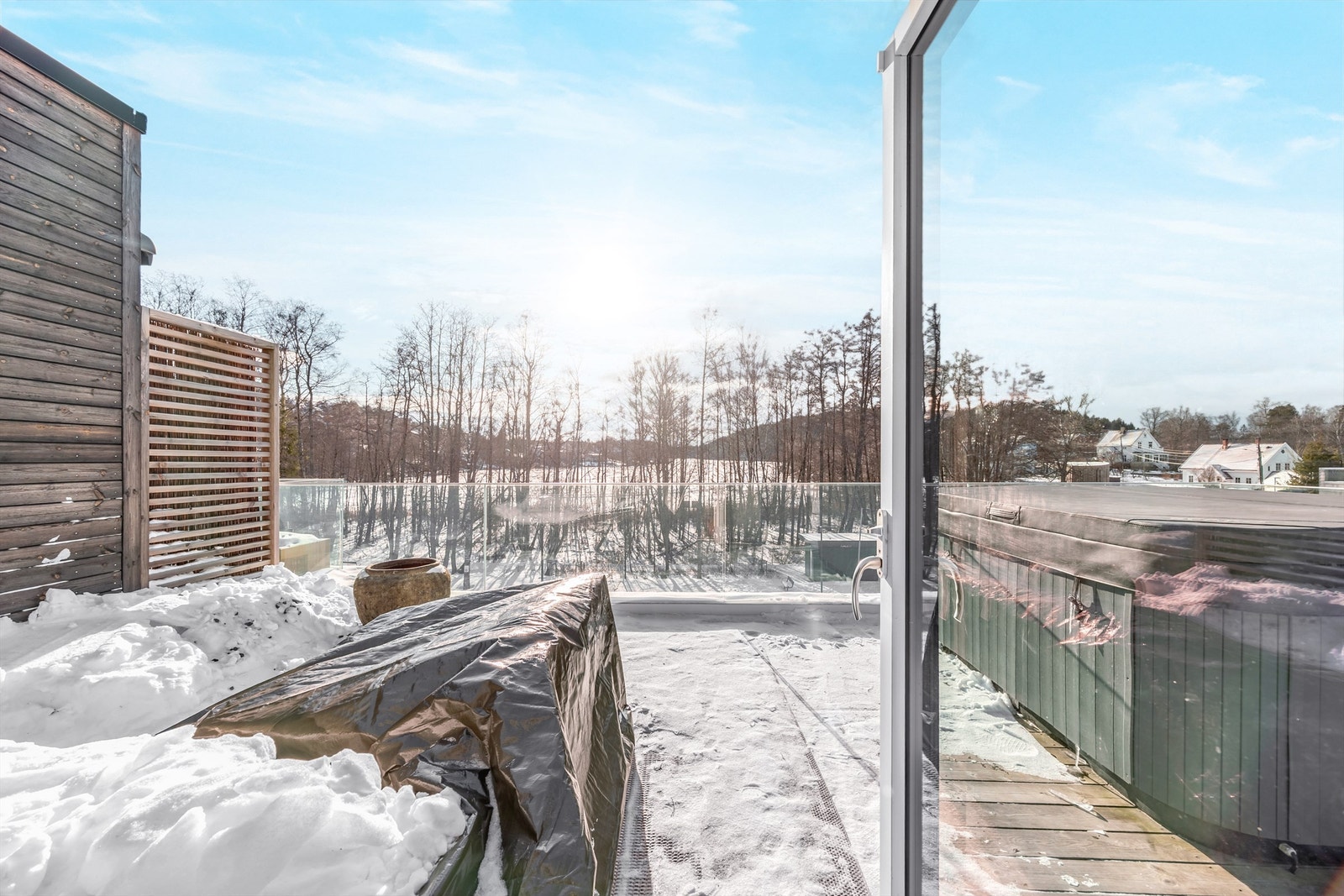 Utsikt fra takterrassen vinterstid Galleribilde