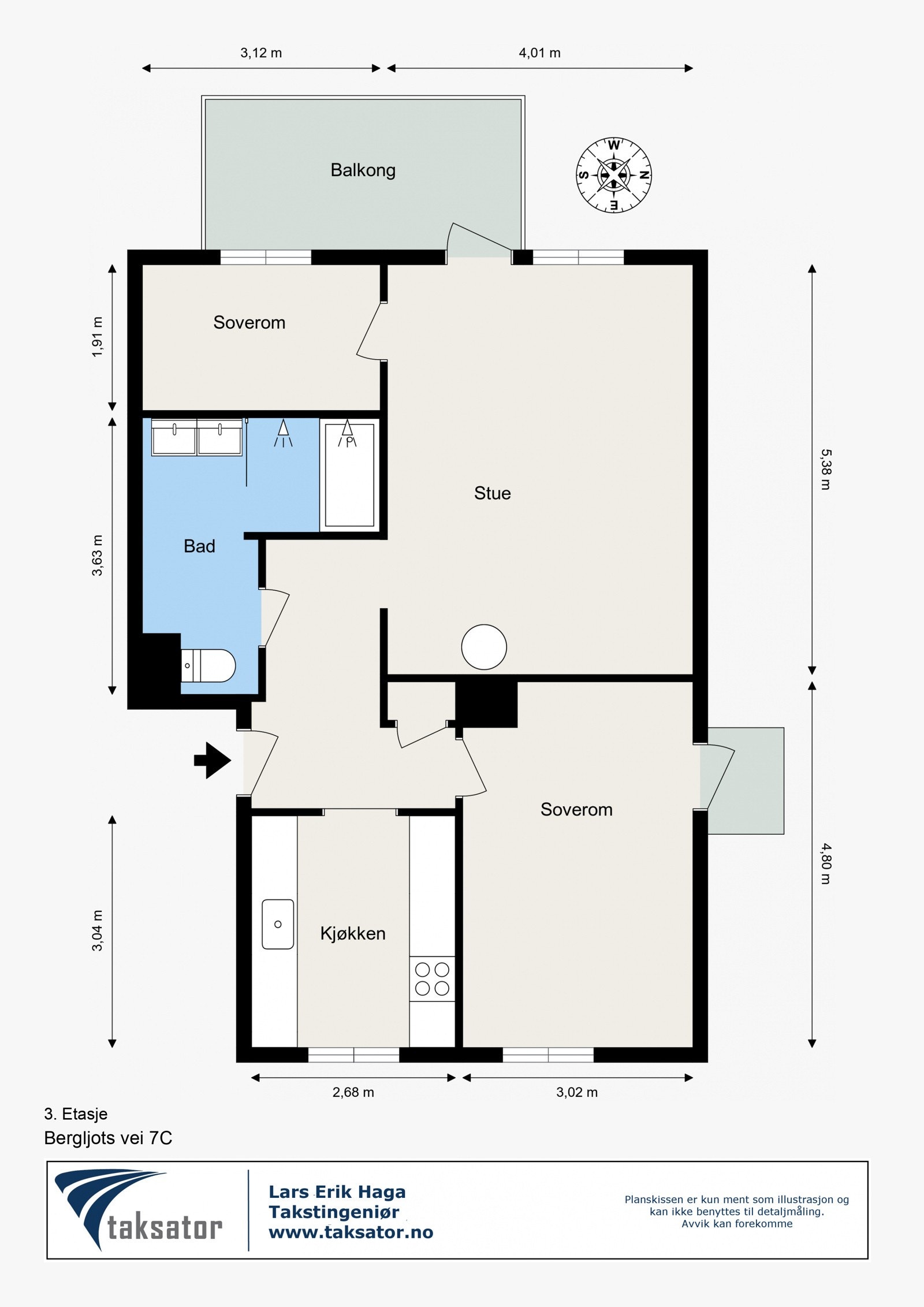 Plantegning med mål. Galleribilde