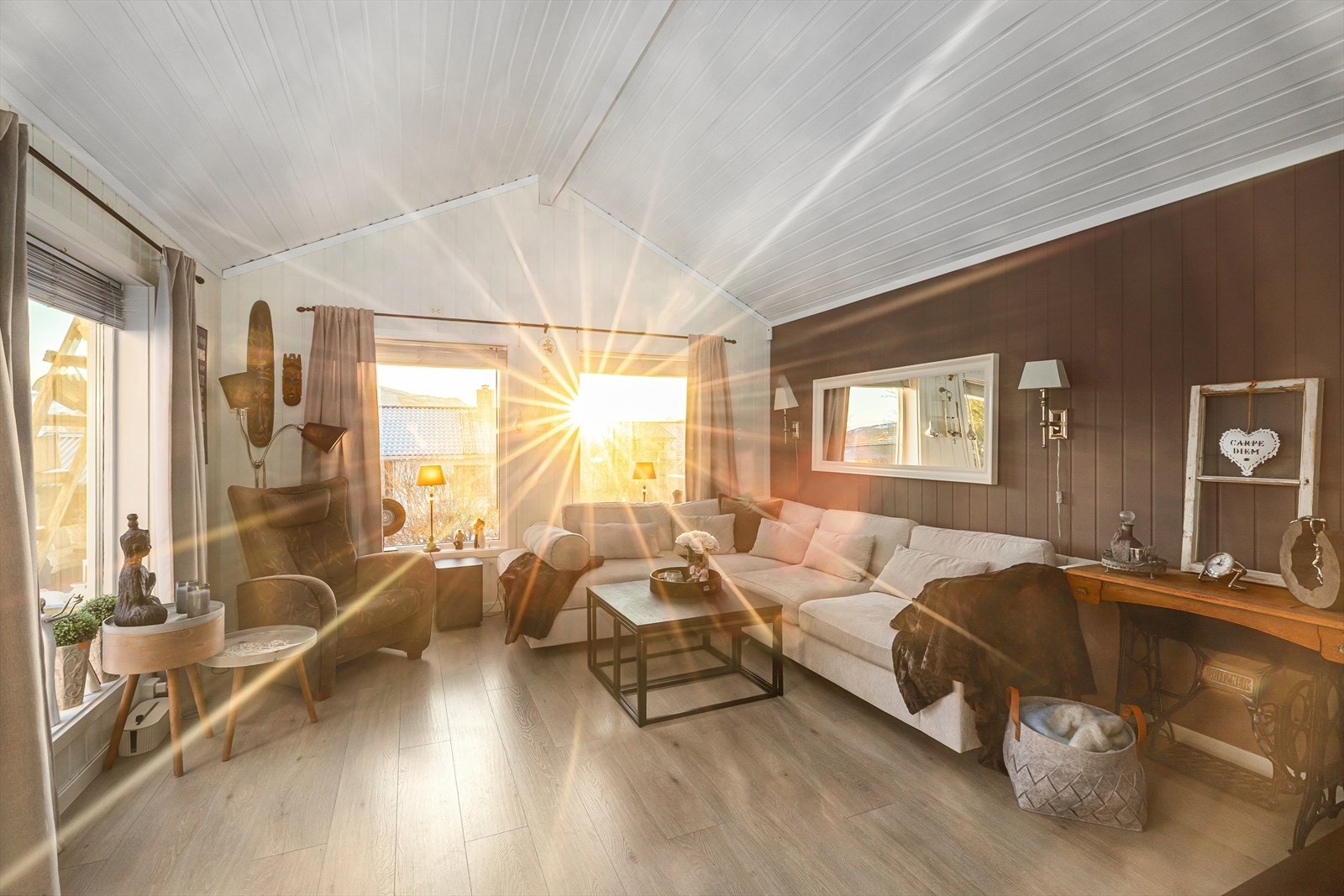 Gulvvarme i utbygget del av stuen. Galleribilde