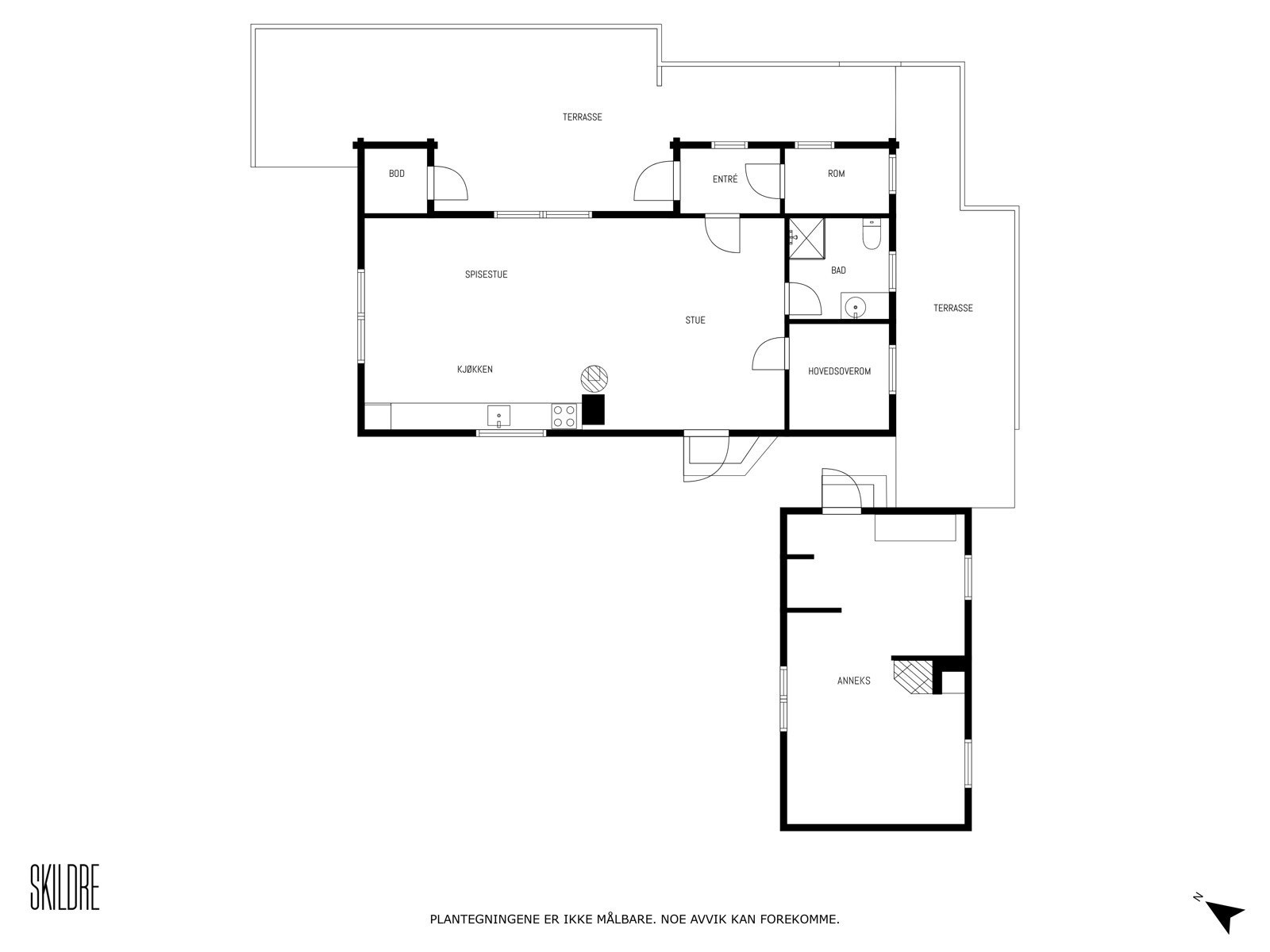 Plantegning av tilbygg, minus utebod Galleribilde