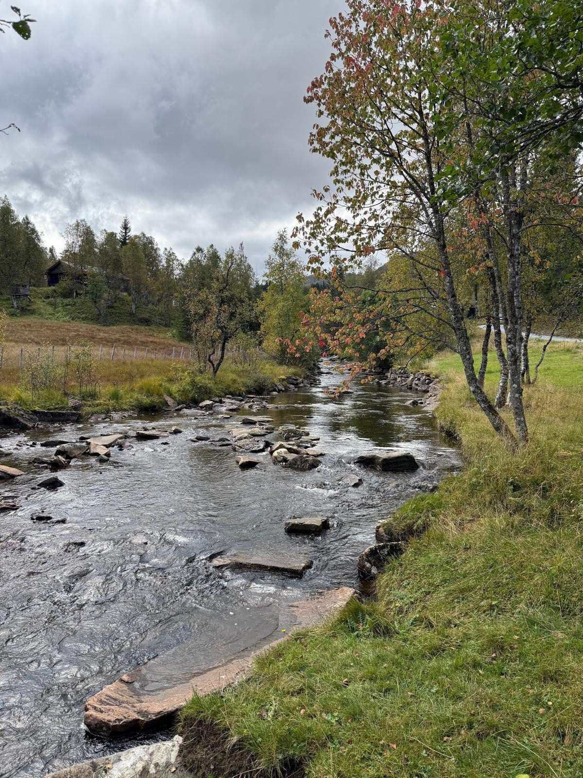 På varme dager kan man ta turen nedover egen tomt til en elv med gode bademuligheter. Hva med å sette opp en badstue på egen eiendom nede ved elven? Galleribilde