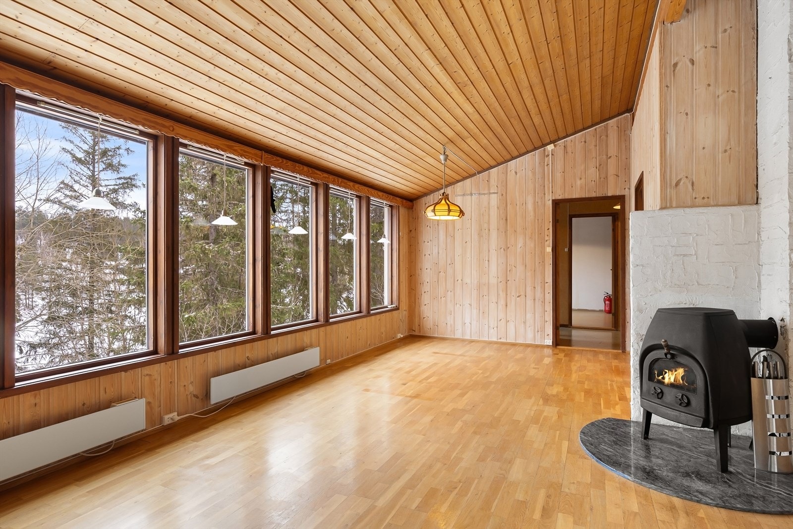 Det er vedfyrt peis i stuen Galleribilde