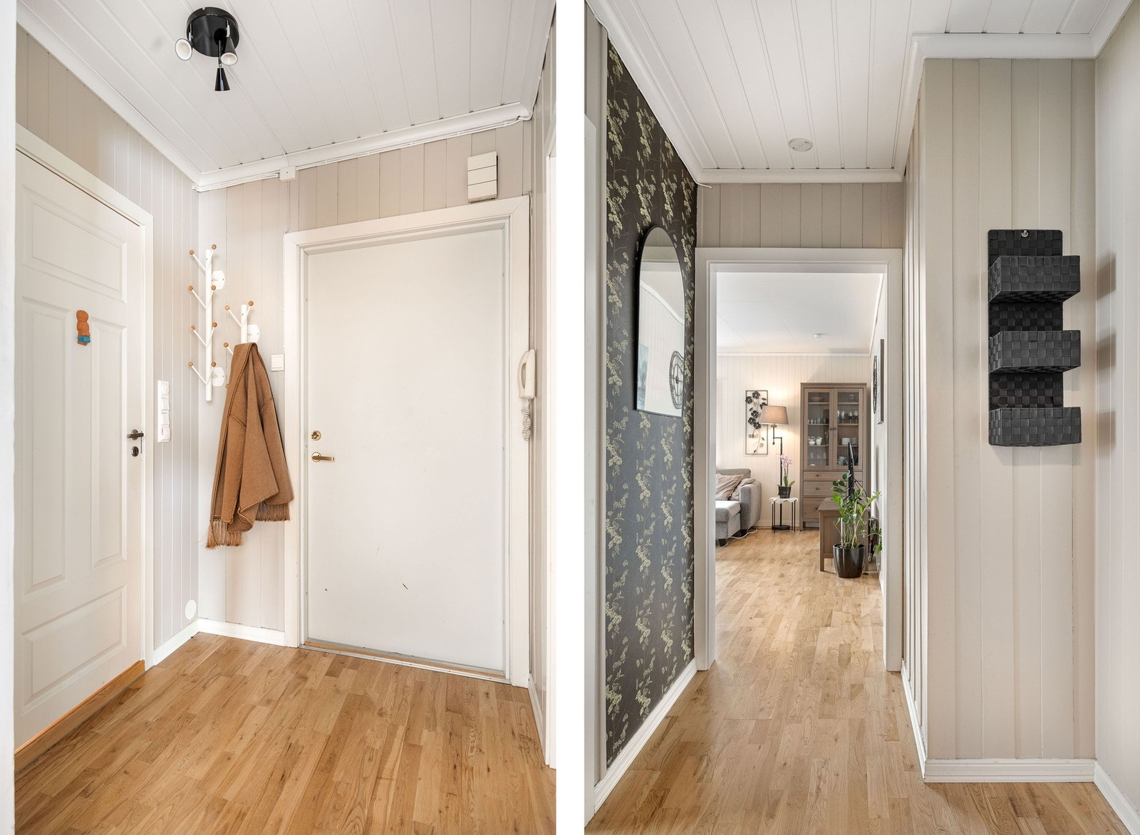 Velkommen inn! Boligen har en romslig gang med direkte adkomst til stuen. Galleribilde