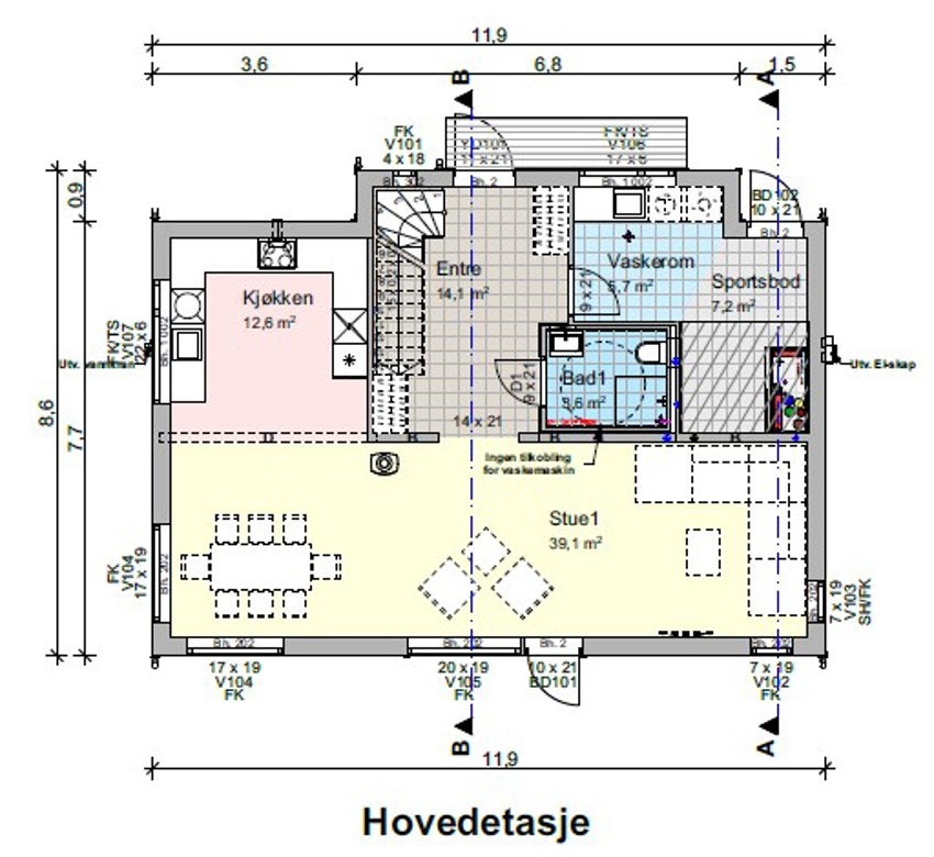 Plantegning - Hovedetasje Galleribilde