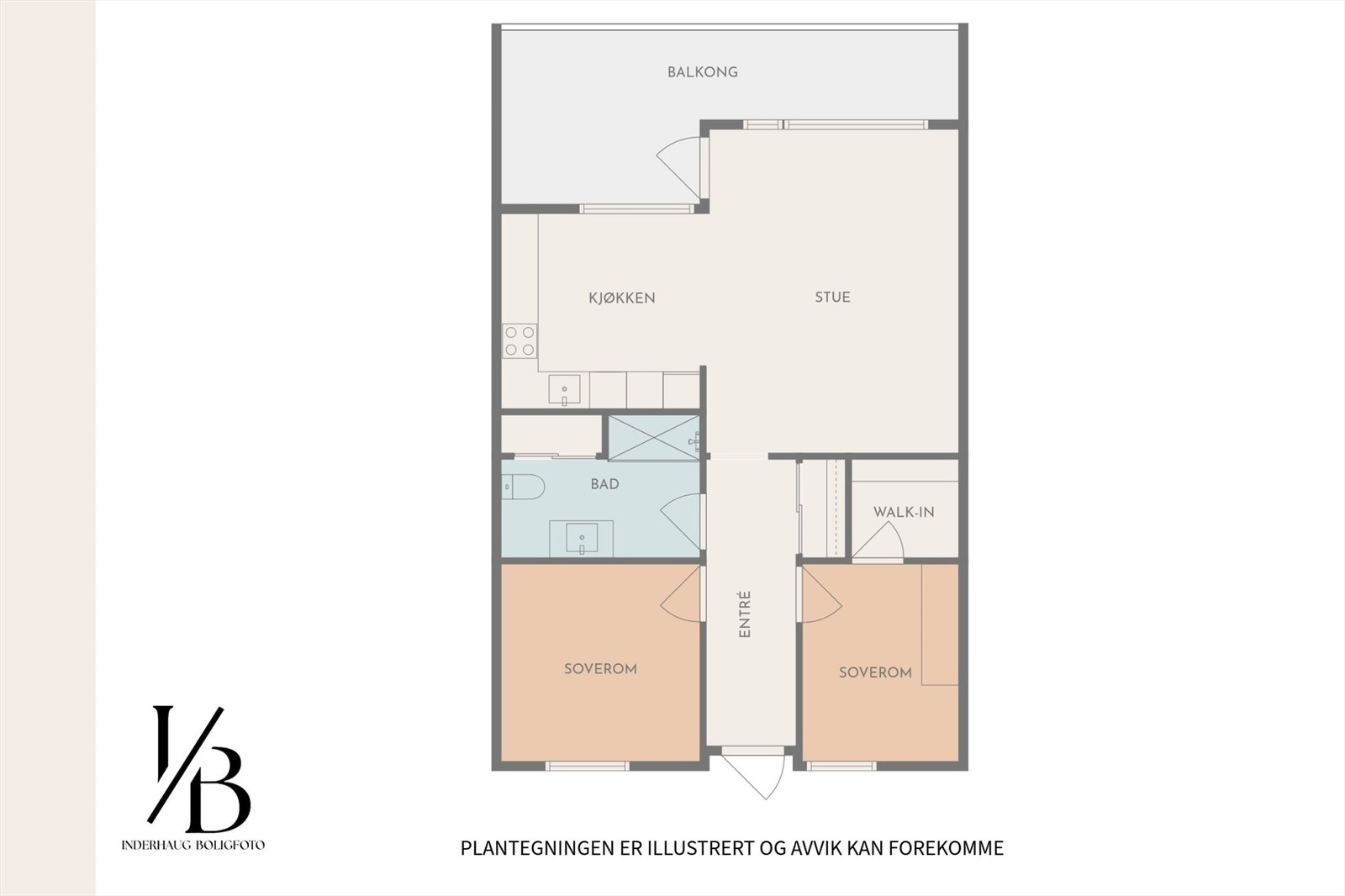 Plantegning - Leiligheten er målt til 73m² Galleribilde