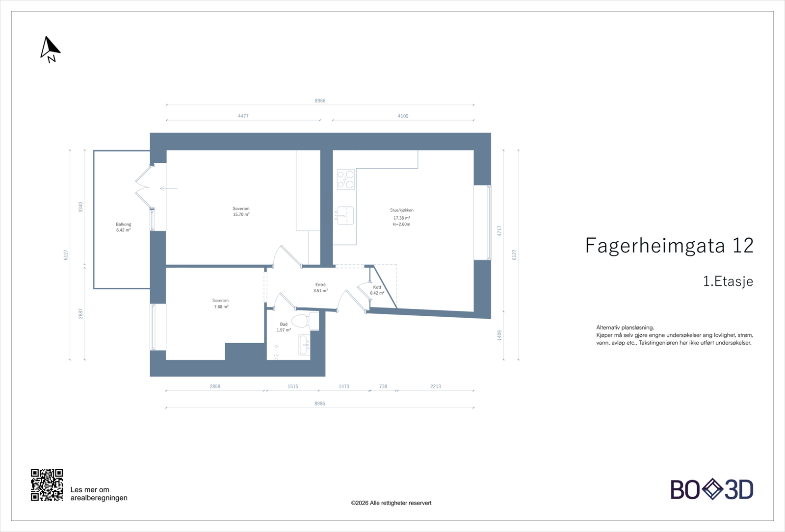 Noen naboer har gjort om på planløsningen for å etablere to soverom. Mulighet for gjennomføring er på egen regning og risiko. Konferer gjerne megler! Galleribilde
