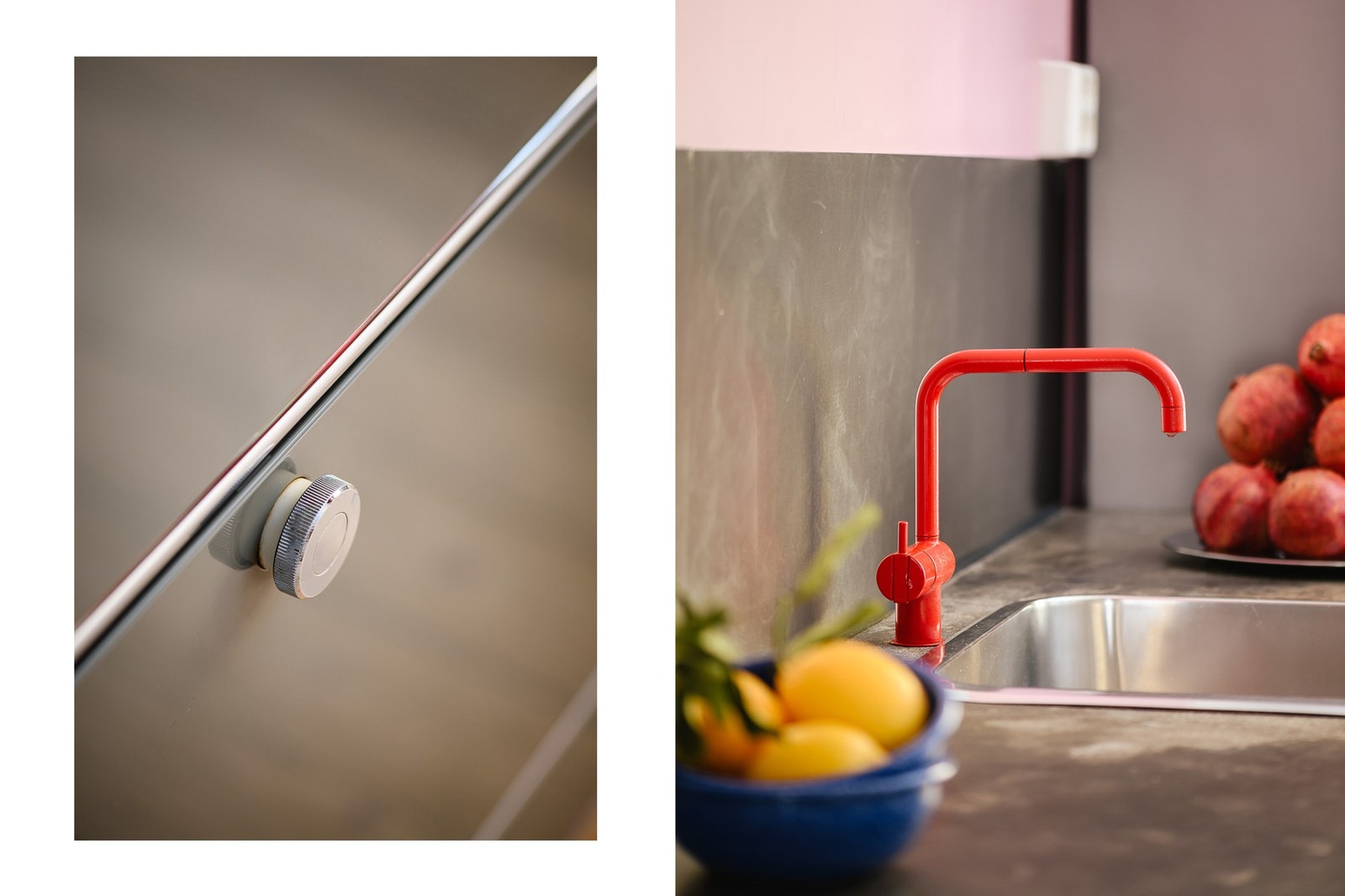 Detaljer som Vola armatur, nedfelt oppvaskkum og plater i børstet rustfritt stål understreker kvaliteten. Galleribilde