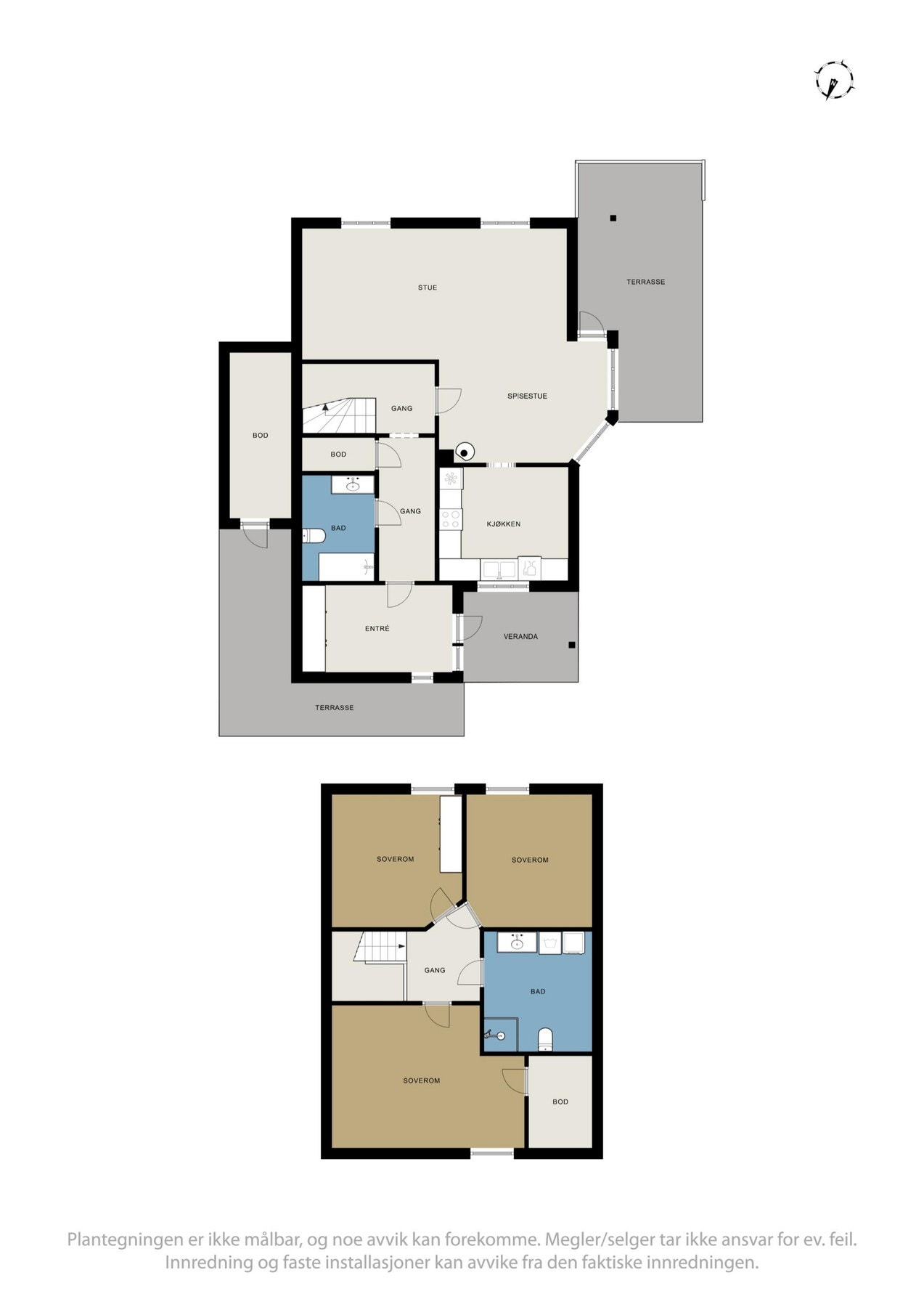 Plantegninger 1- og 2. etasje. Galleribilde