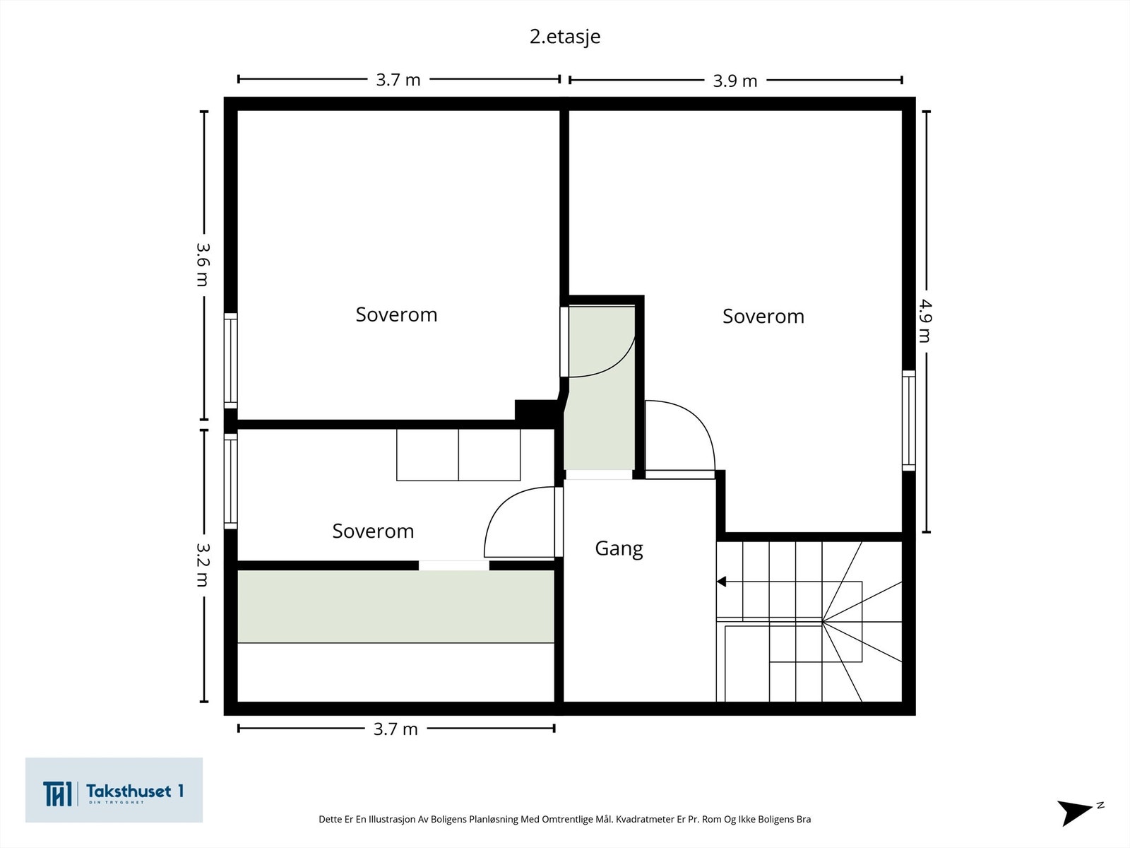 2. etasje gir deg 3 soverom Galleribilde