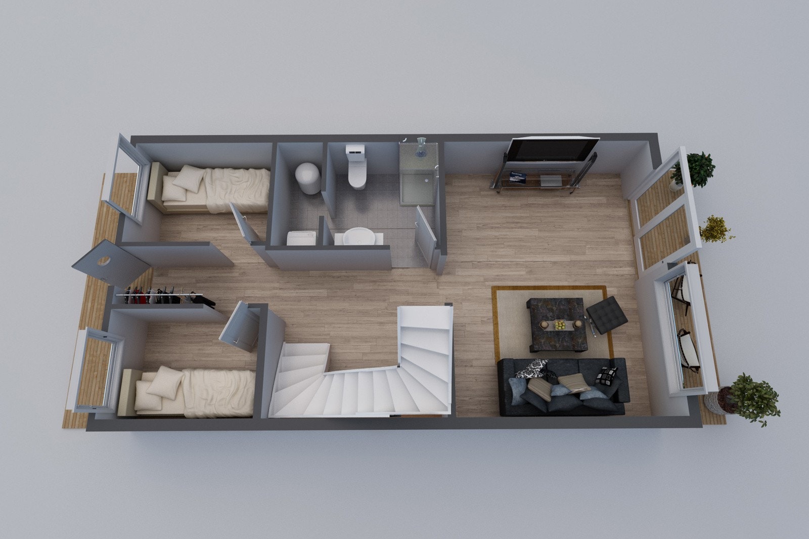 Plantegning 1. etg. (Vær obs på at denne er speilvendt ifht. leiligheten som selges) Galleribilde