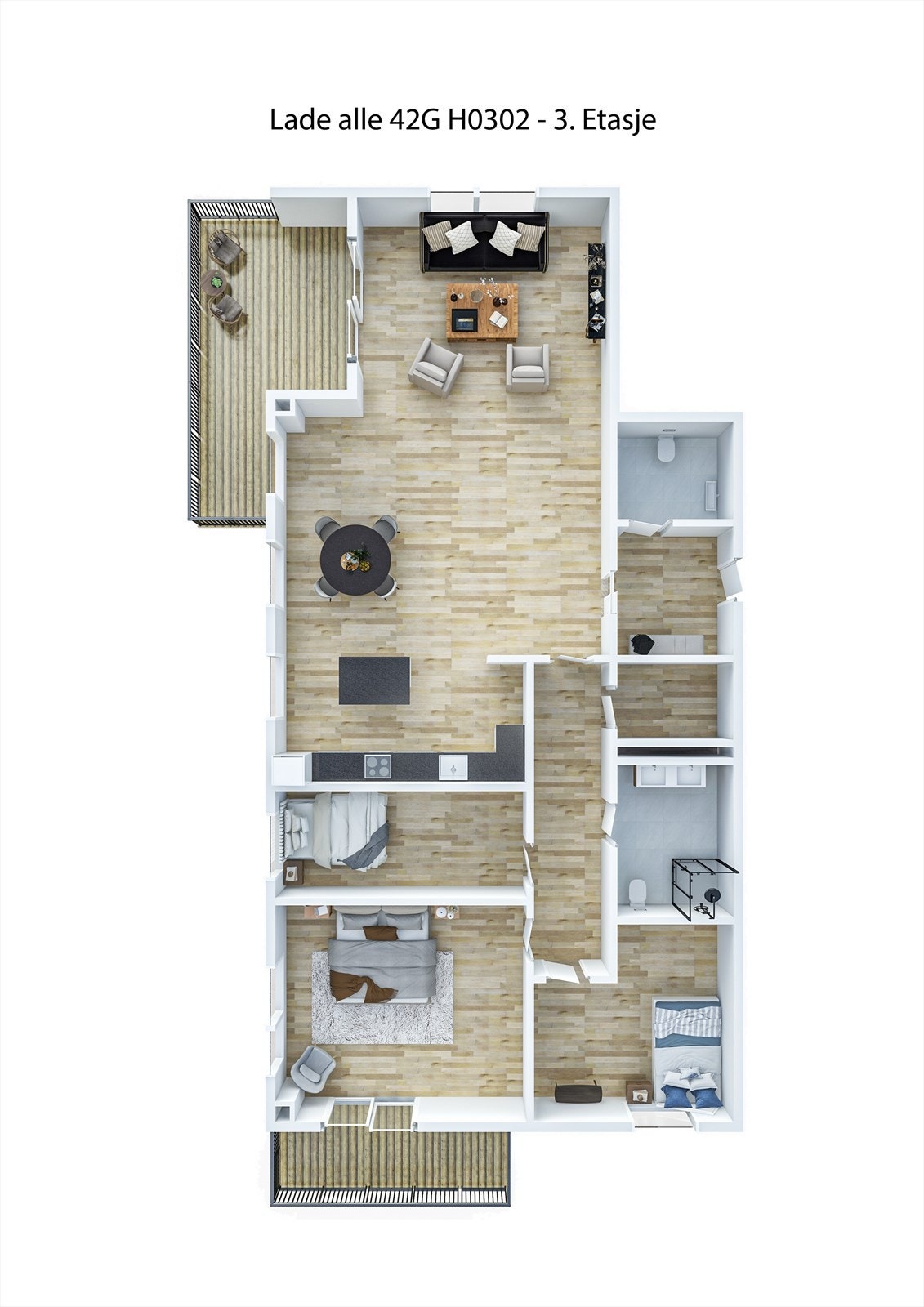 3D-plantegning 3. etasje Galleribilde