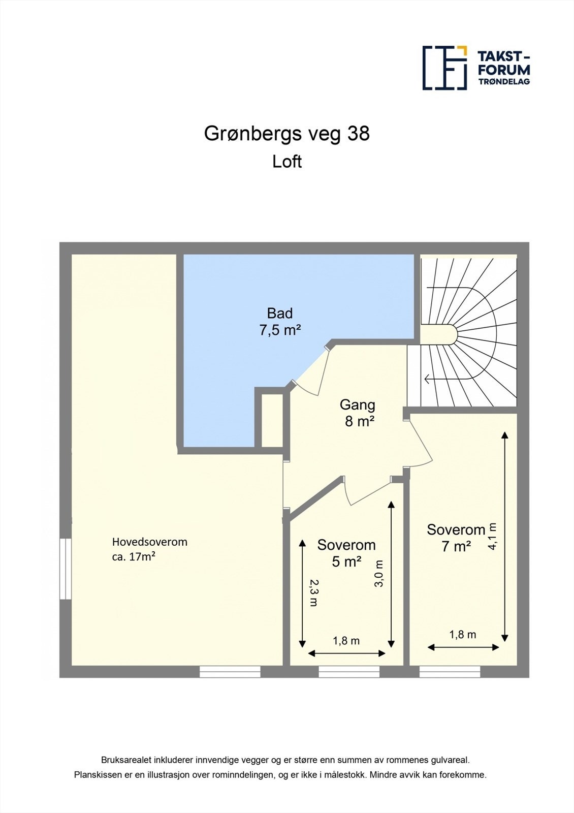 Alternativ planskisse loft - mulighet for etablering av større hovedsoverom Galleribilde