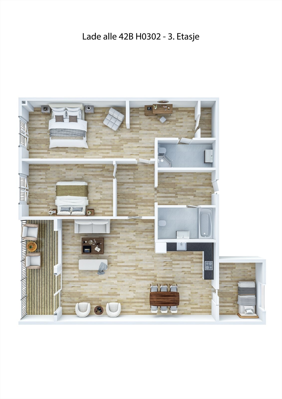 3D-plantegning 3. etasje Galleribilde