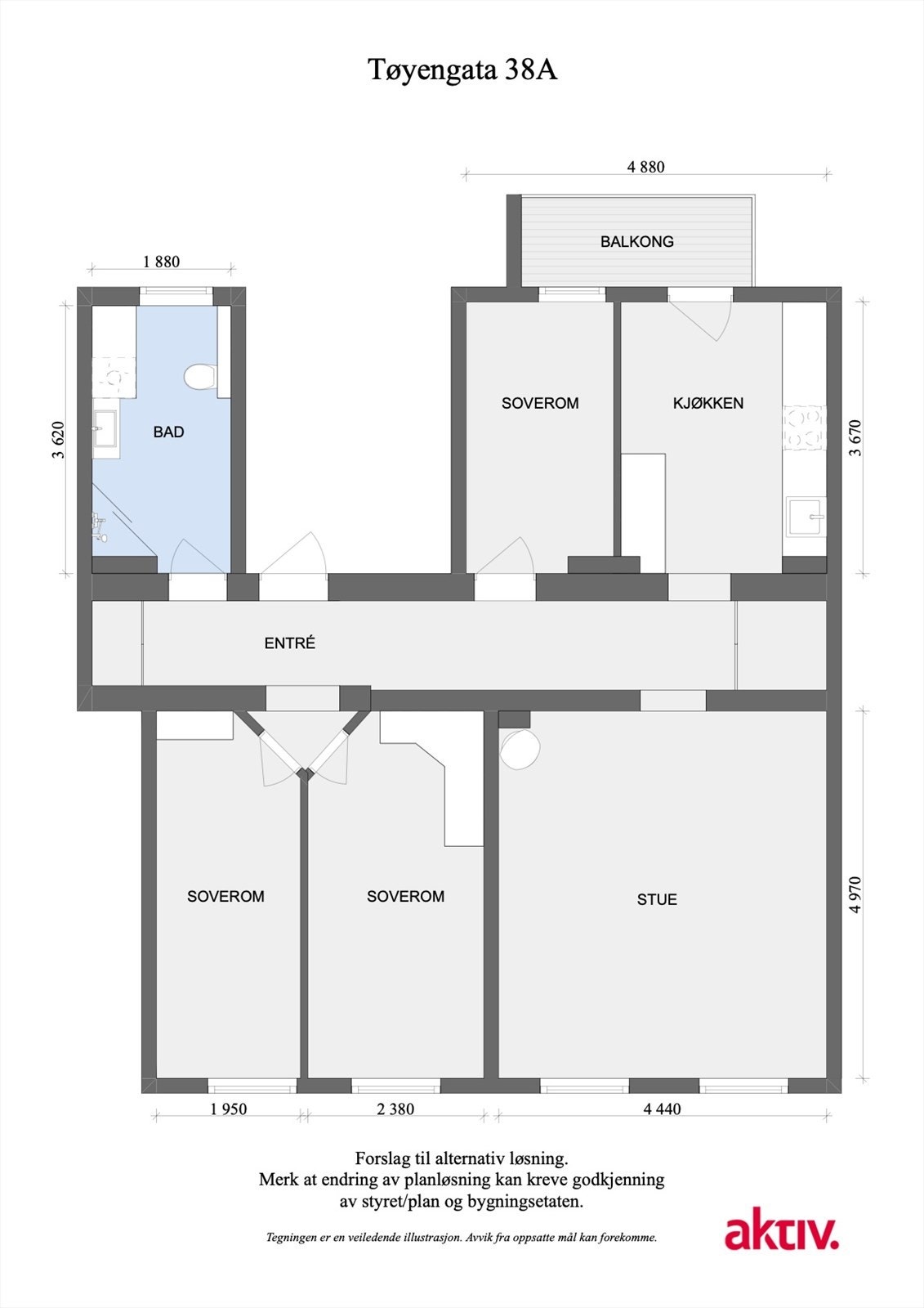 Alternativ planløsning. Galleribilde