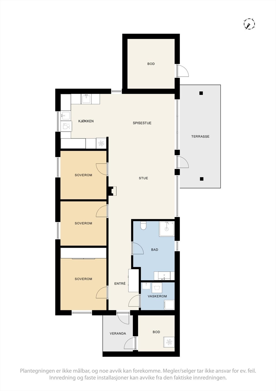 Boligen har en gjennomtenkt planløsning med store og gode rom. Galleribilde