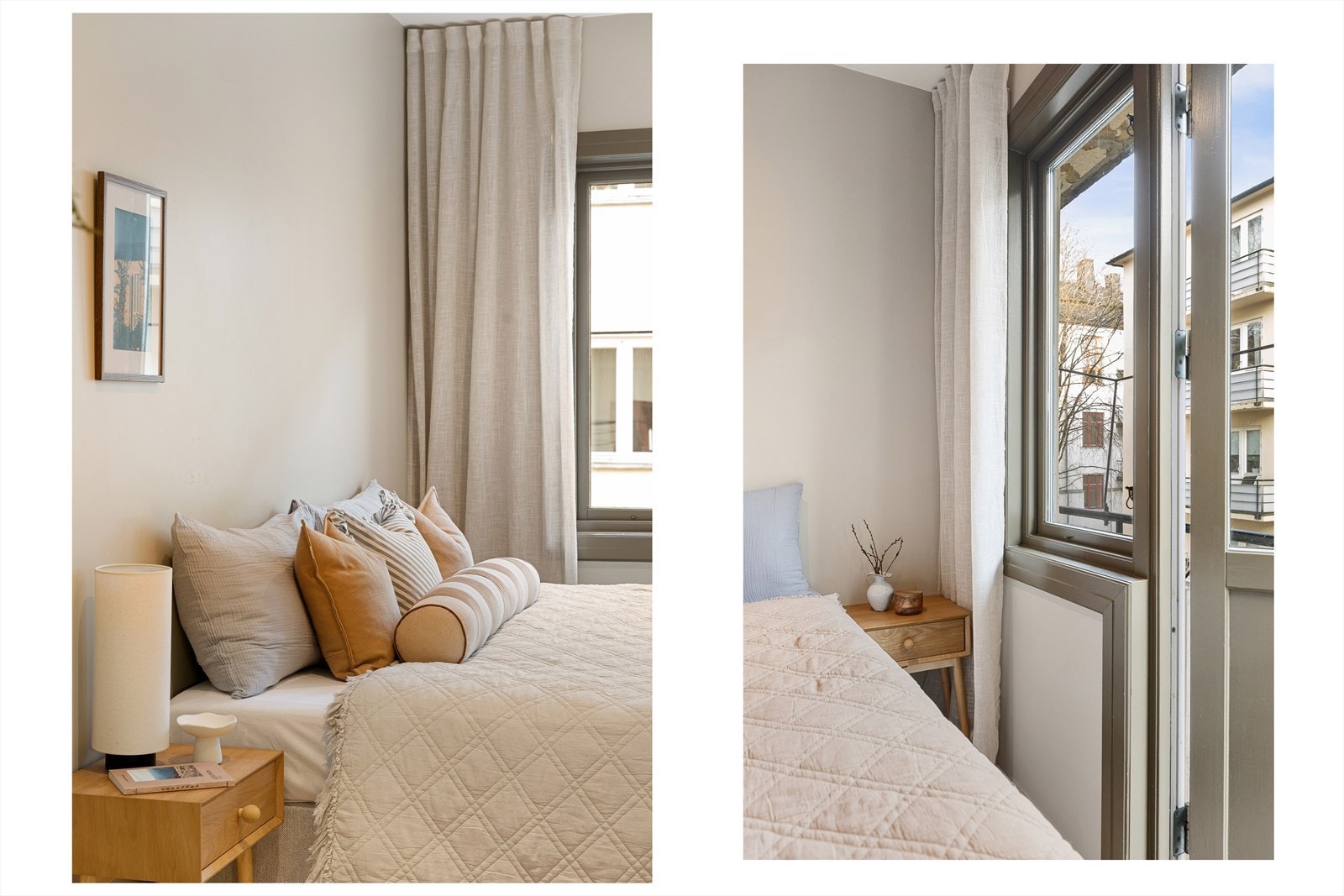 Her er det god plass til dobbeltseng med tilhørende nattbord på hver side. Galleribilde