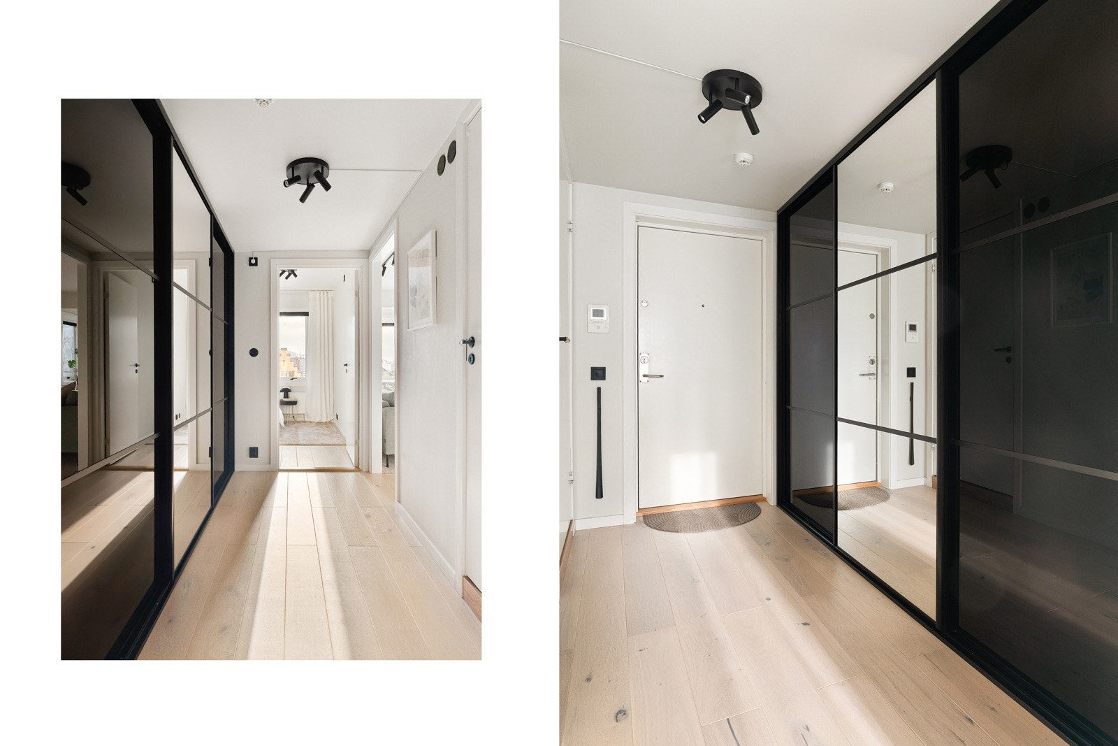 Velkommen inn! I 2022 ble det etablert en plassbygd garderobeløsning, som gjør det enkelt å holde orden og gir en praktisk og gjennomført løsning for oppbevaring av yttertøy og sko. Galleribilde