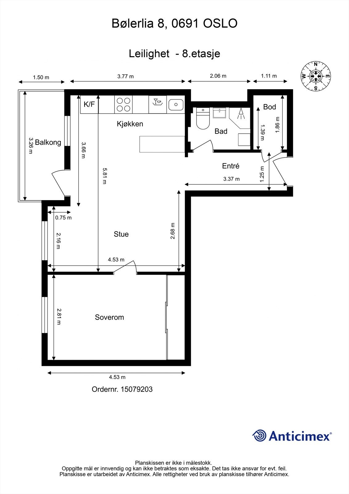 Planløsningen på 47 m² er arealeffektiv og gir en god romfølelse. Galleribilde