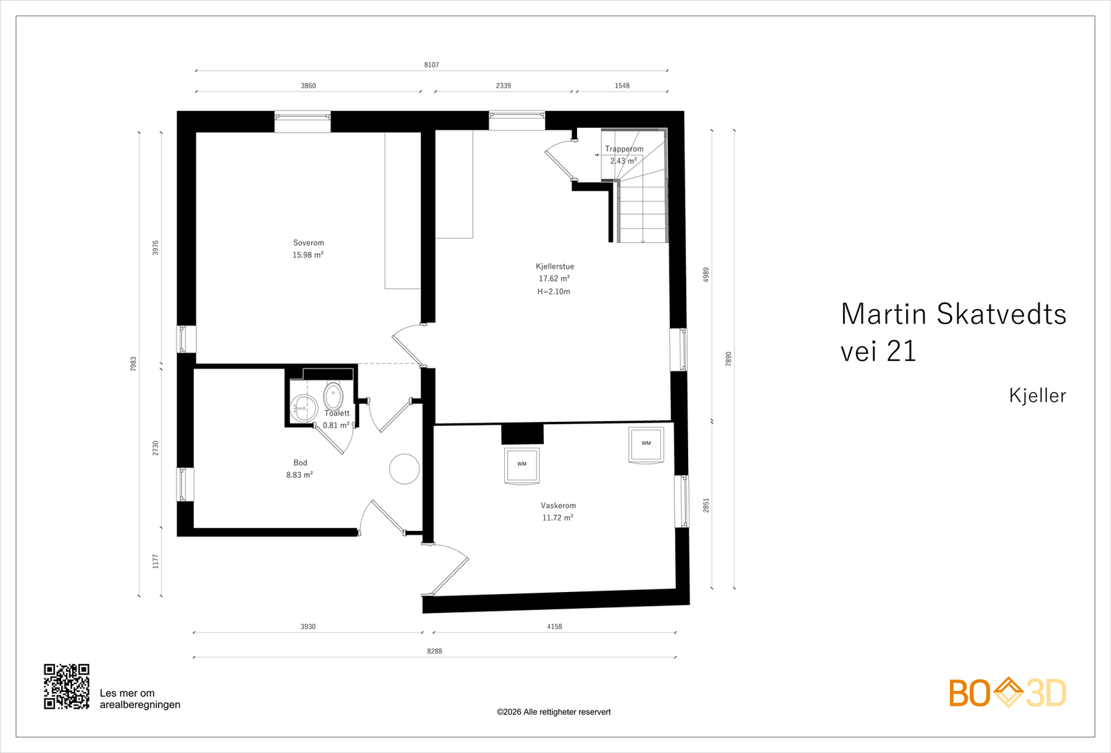 Plantegning U.etg med felles vaskerom og en egen inngang gir hybelmulighet Galleribilde