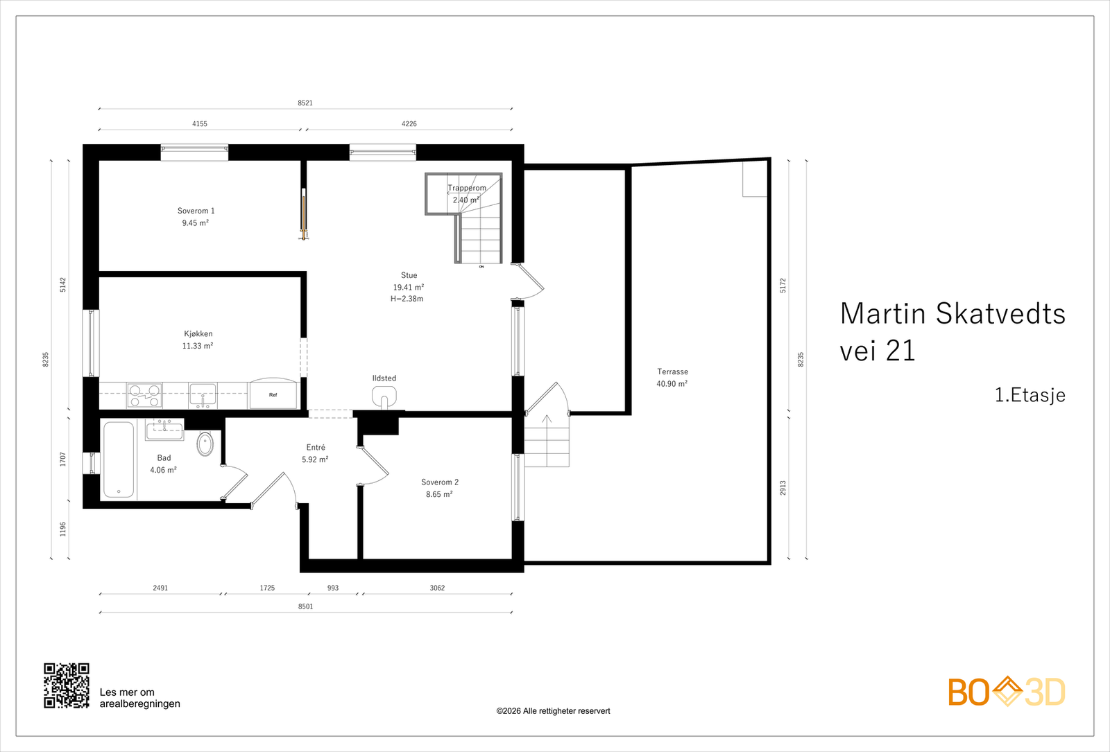Alternativ løsning med 2 soverom 1 etg. Galleribilde