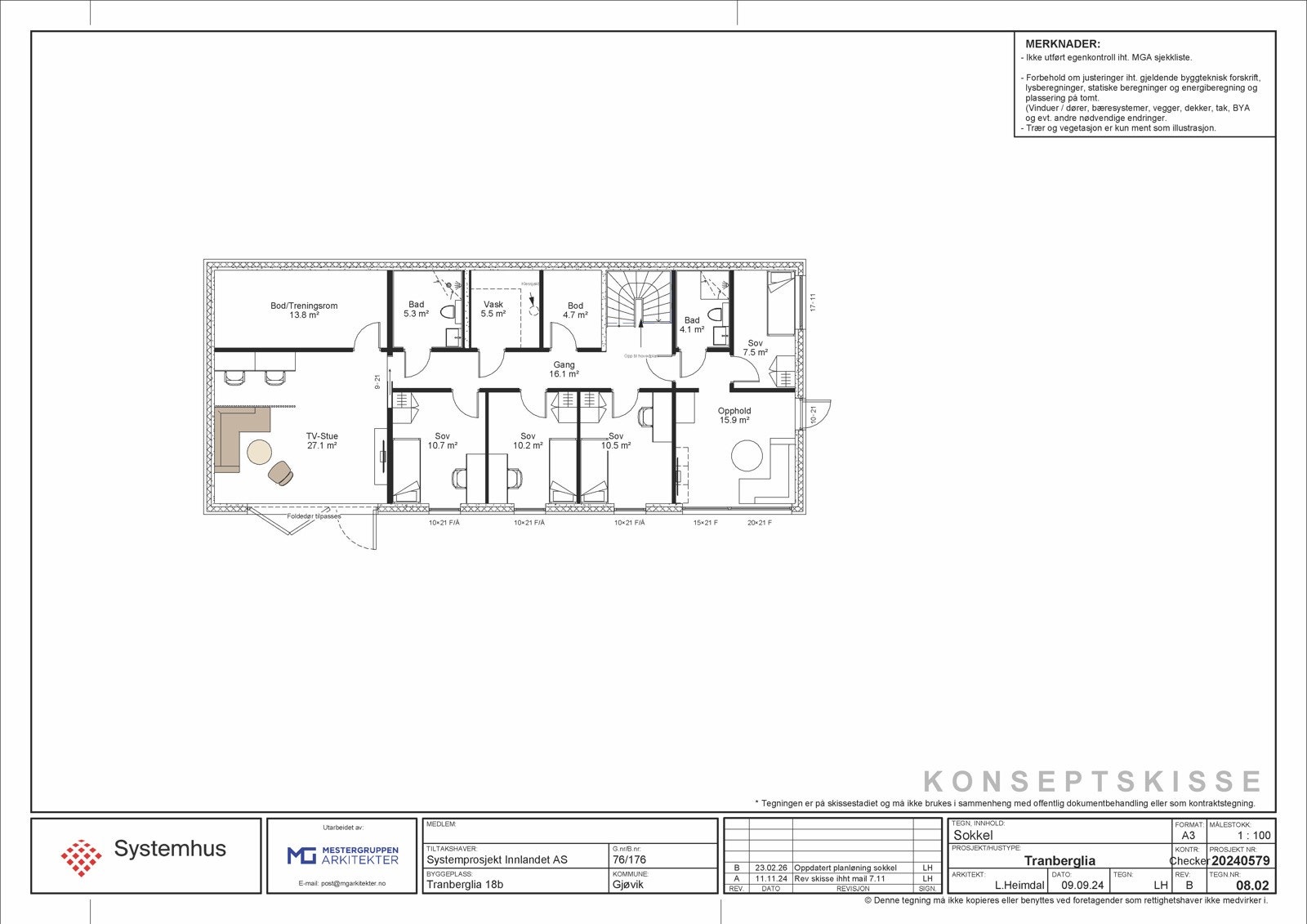Plantegning underetasje. Galleribilde