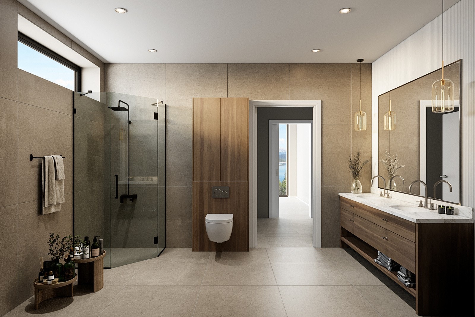 Boligen får totalt 3 bad, i tillegg til separat vaskerom. Galleribilde