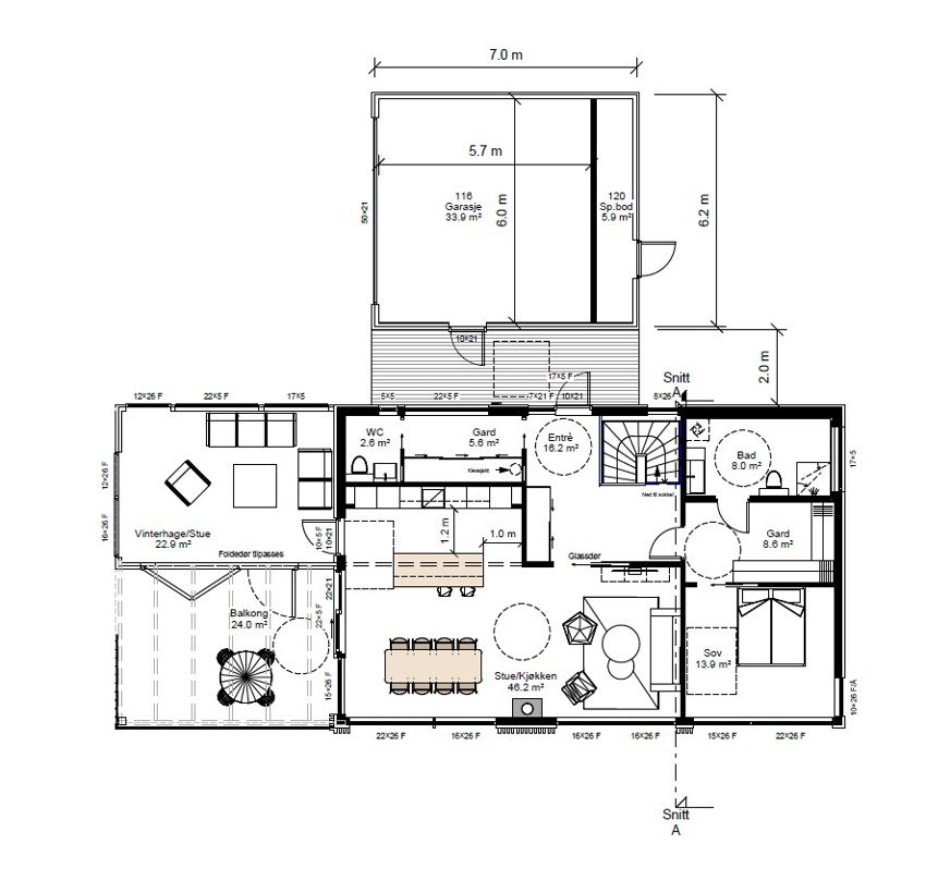 Planløsning hovedetasje. Galleribilde