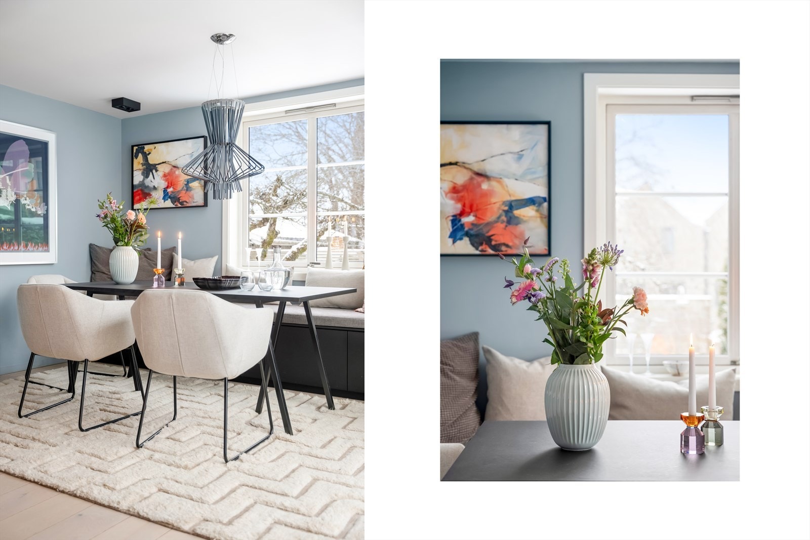 Store vindusflater slipper inn rikelig med dagslys og skaper en luftig atmosfære. Galleribilde