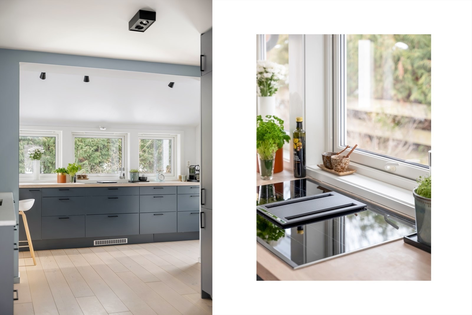 Platetoppen har integrert ventilator som er ledet ut på yttervegg. Galleribilde