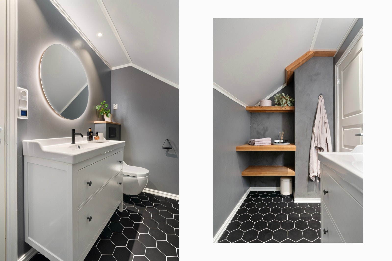 Toalettrom på loft.