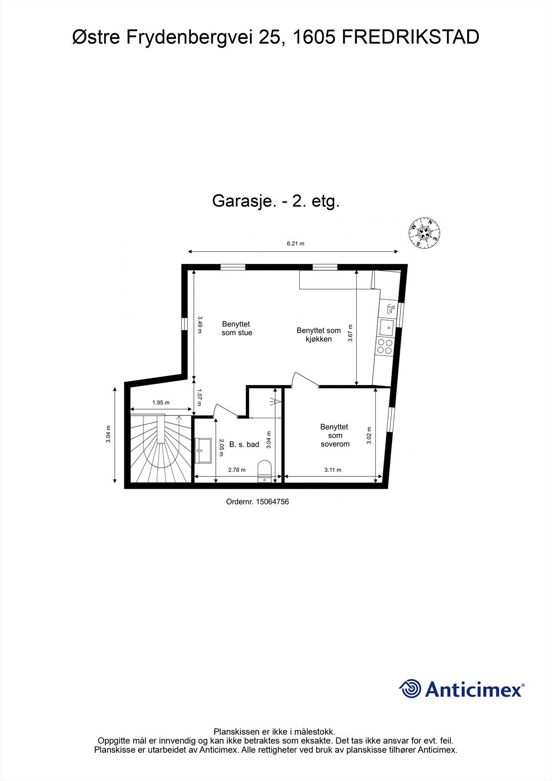 Veiledende skisse av andre etasje i garasje. Galleribilde