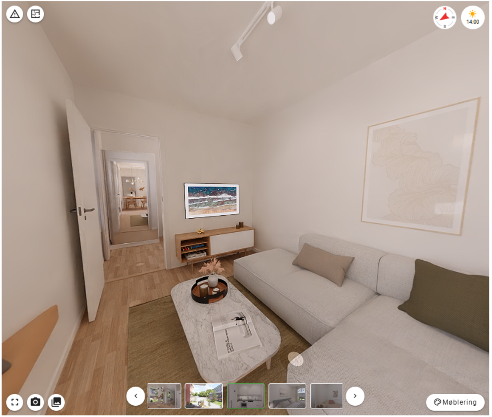 Egen stuesone fremheves som unikt på leiligheter i denne størrelsen - bildet er en illustrasjon av leiligheten Galleribilde