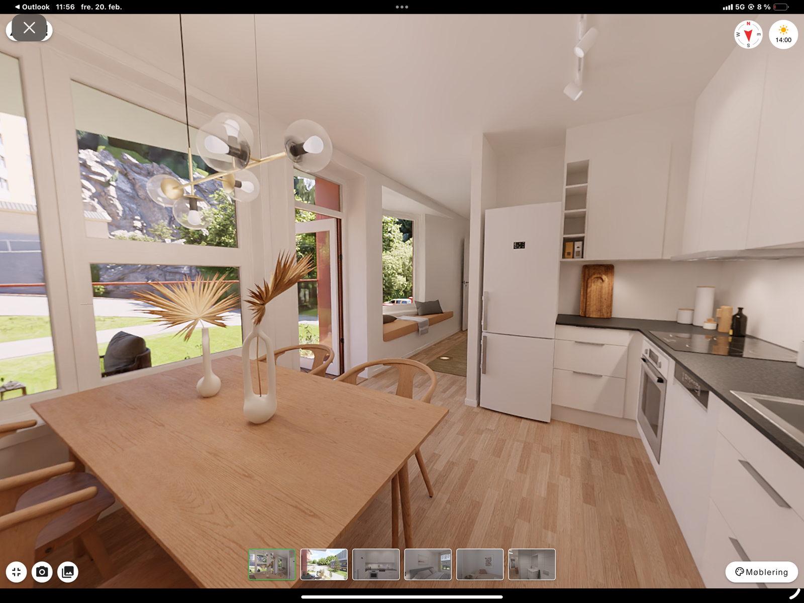 Nye Løxatorget! Her selges en av få enheter. Åpen og luftig leilighet. Bildet er en illustrasjon av leiligheten Galleribilde
