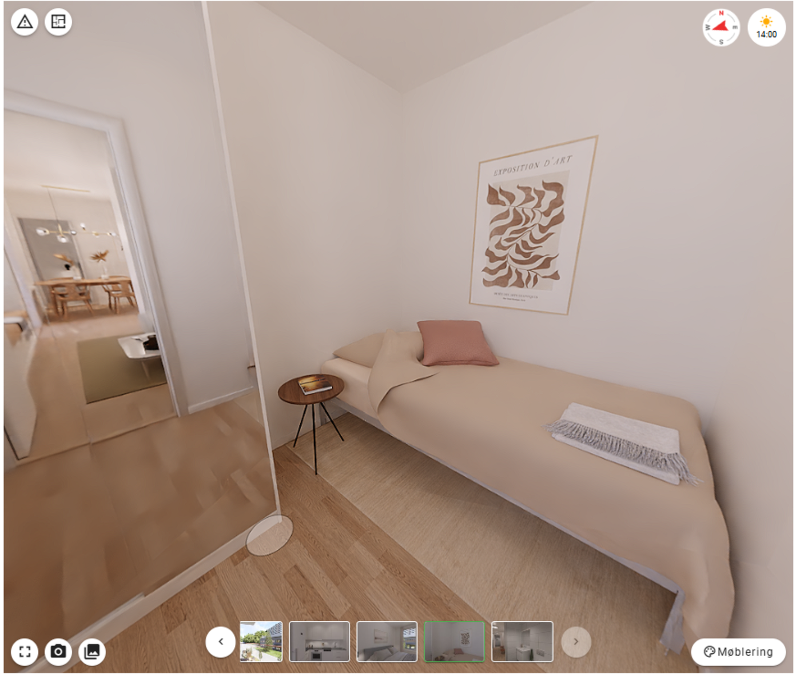 Soverom nr.2 også plass til dobbeltseng og garderobe. Kan også brukes som kontor eller rom etter behov - bildet er en illustrasjon av leiligheten Galleribilde