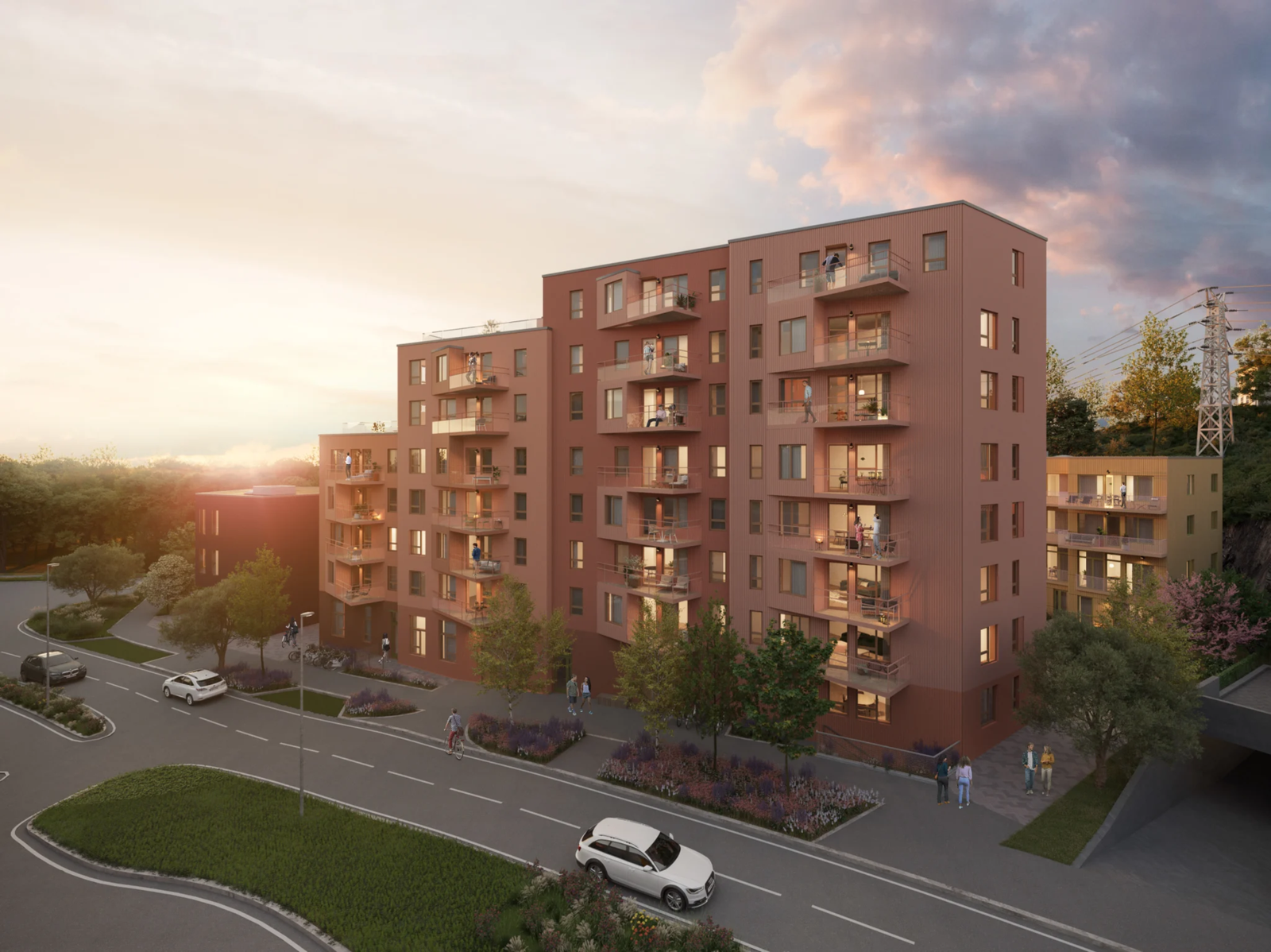 Nye Løxatorget i Sandvika sentrum - bildet er en illustrasjon av bygget Galleribilde